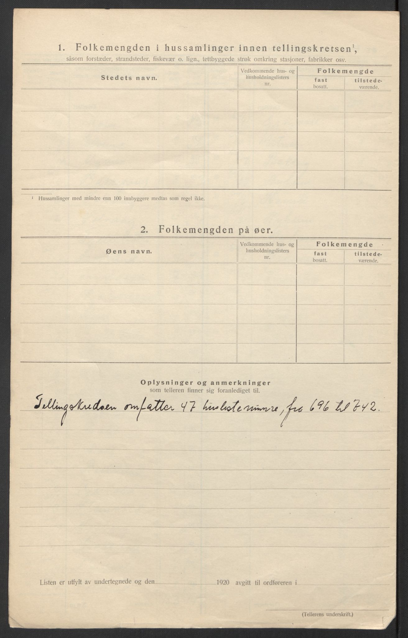 SAT, 1920 census for Evenes, 1920, p. 51