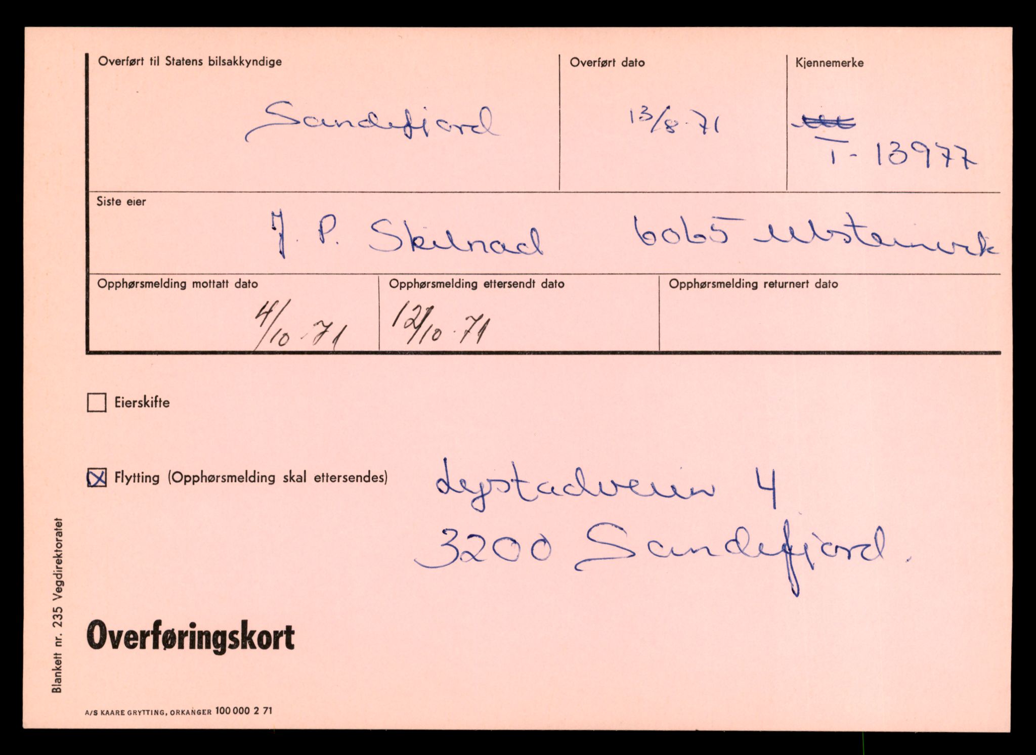 Møre og Romsdal vegkontor - Ålesund trafikkstasjon, AV/SAT-A-4099/F/Fe/L0042: Registreringskort for kjøretøy T 13906 - T 14079, 1927-1998, p. 1111