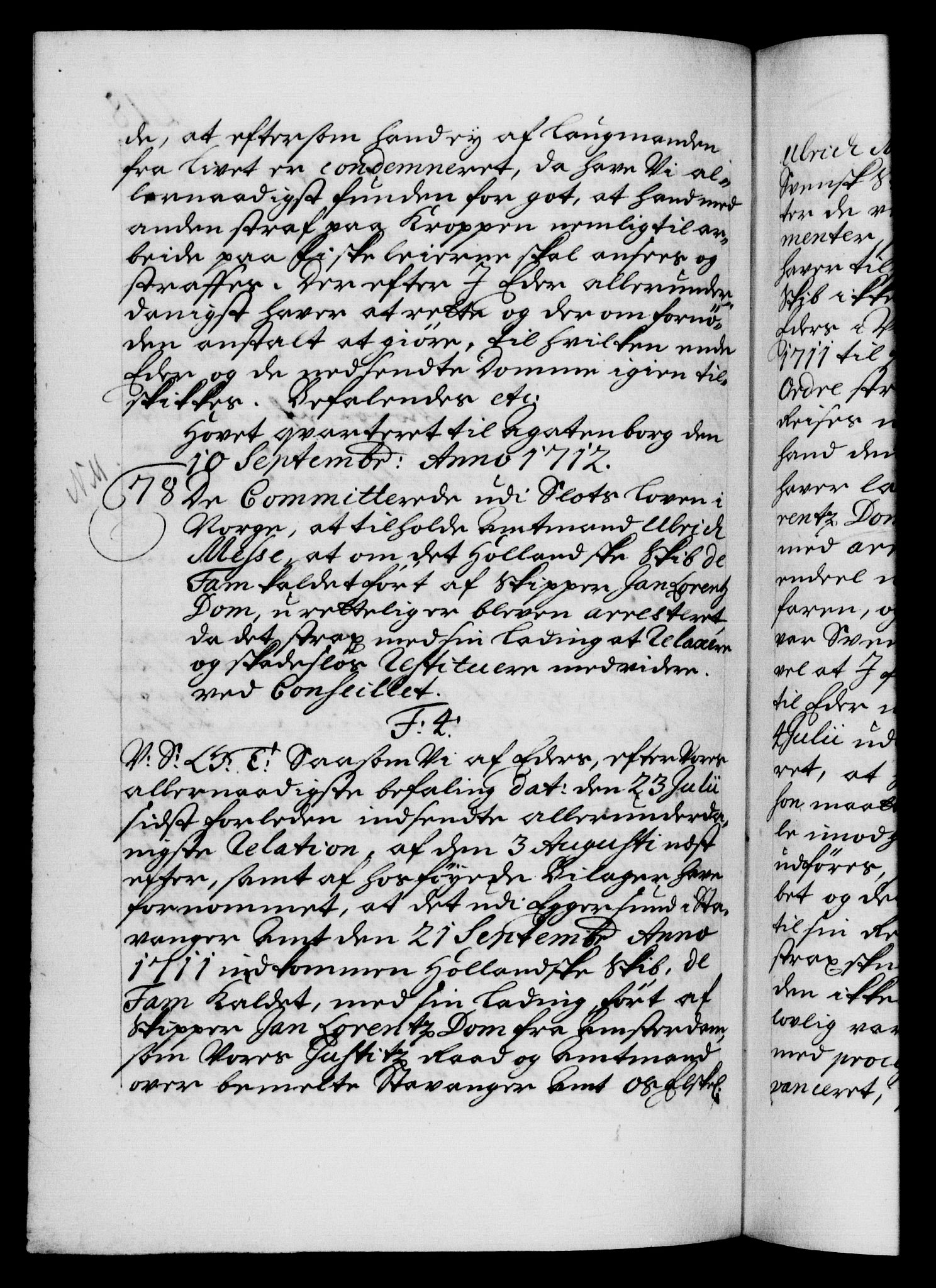 Danske Kanselli 1572-1799, AV/RA-EA-3023/F/Fc/Fca/Fcab/L0019: Norske tegnelser, 1710-1714, p. 278b