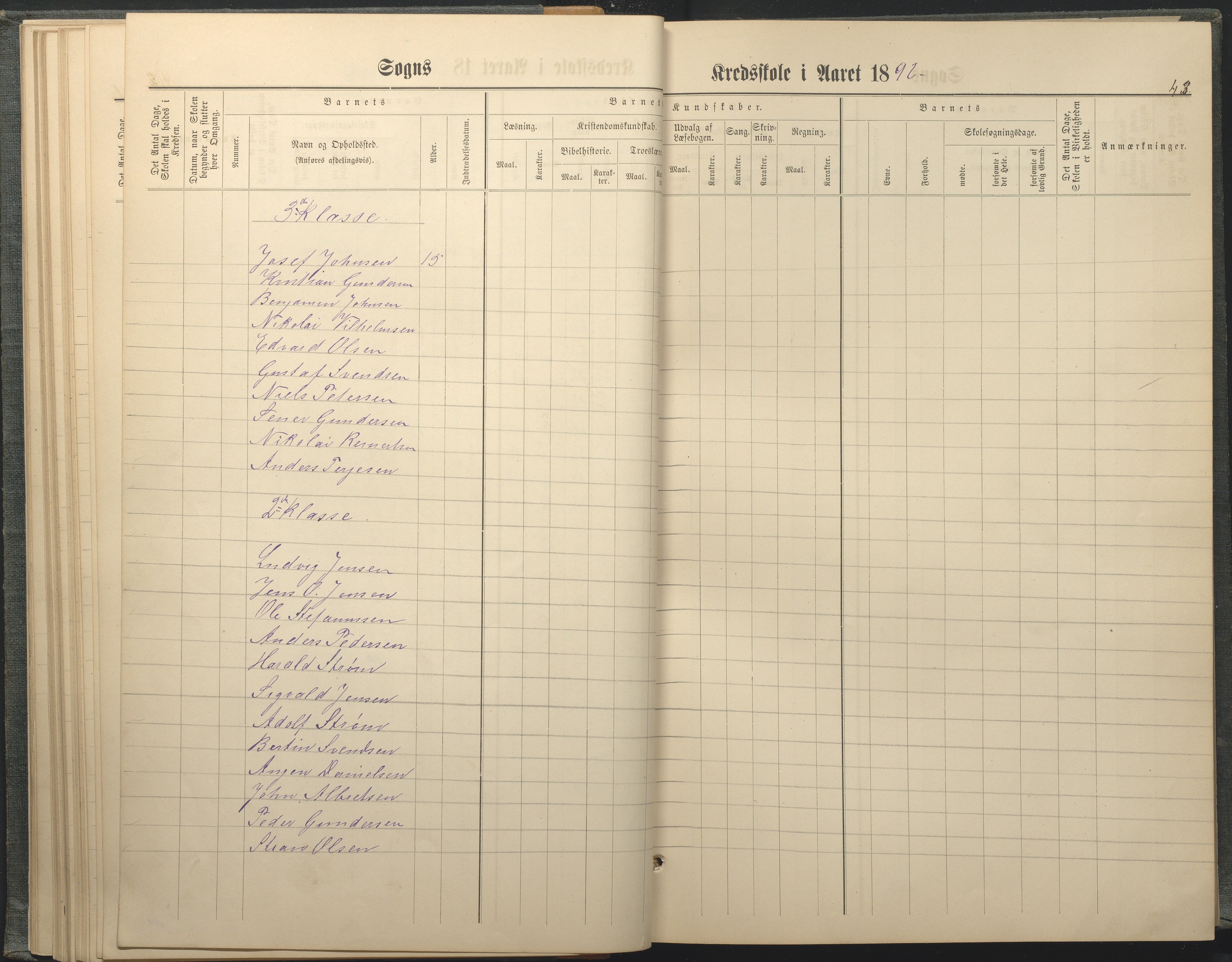 Hisøy kommune frem til 1991, AAKS/KA0922-PK/33/L0005: Skoleprotokoll, 1882-1891, p. 43