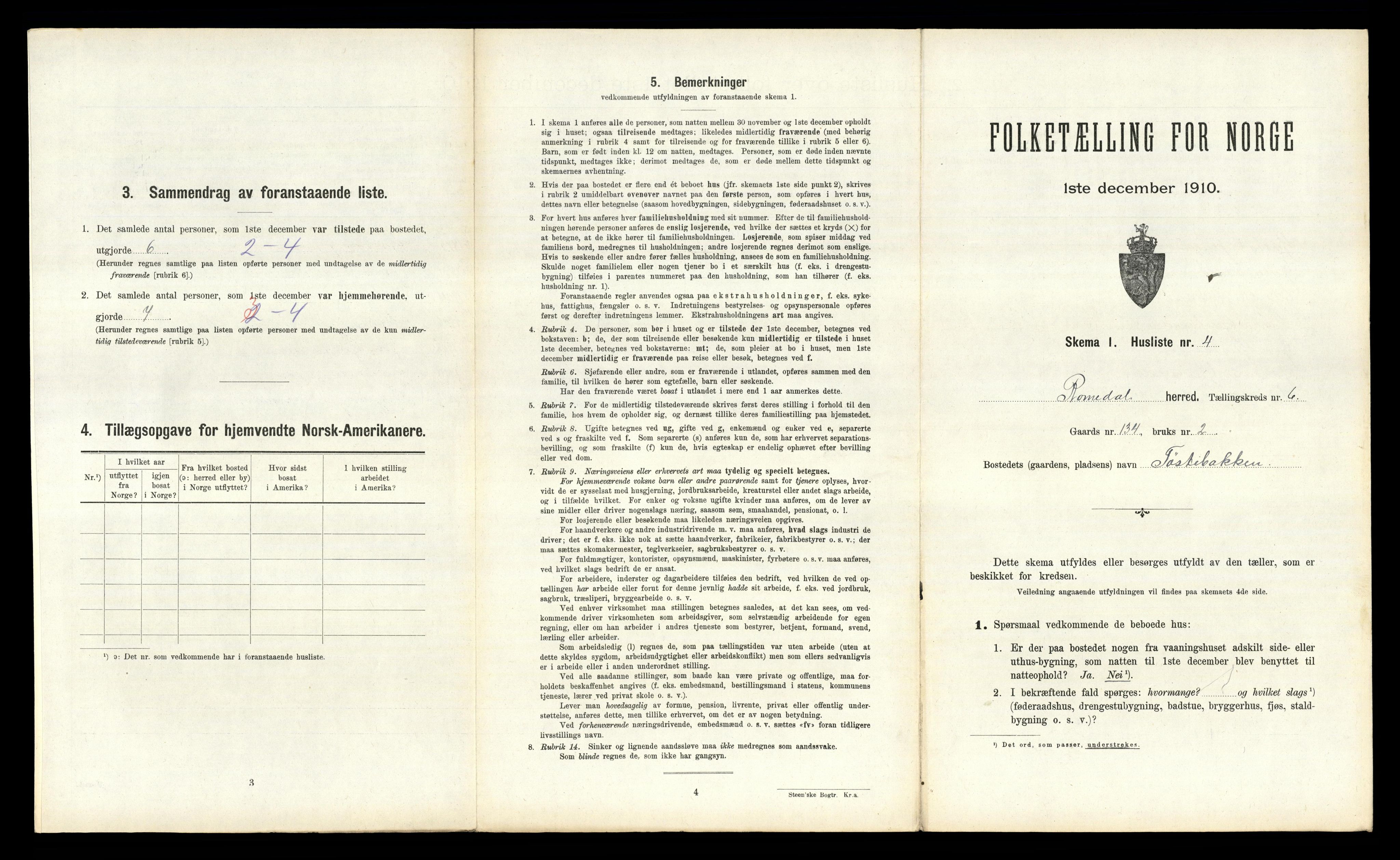 RA, 1910 census for Romedal, 1910, p. 1117