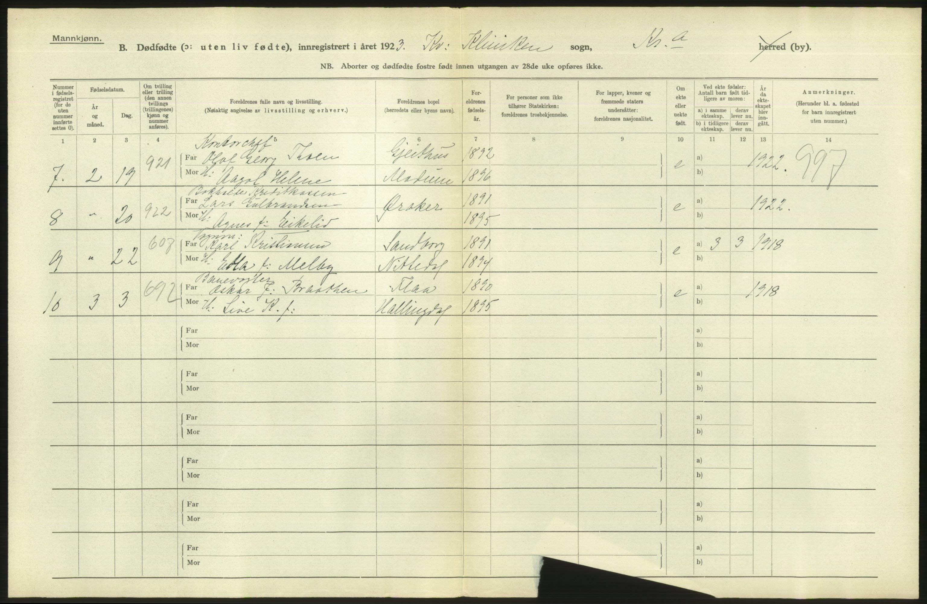 Statistisk sentralbyrå, Sosiodemografiske emner, Befolkning, AV/RA-S-2228/D/Df/Dfc/Dfcc/L0010: Kristiania: Døde, dødfødte, 1923, p. 40