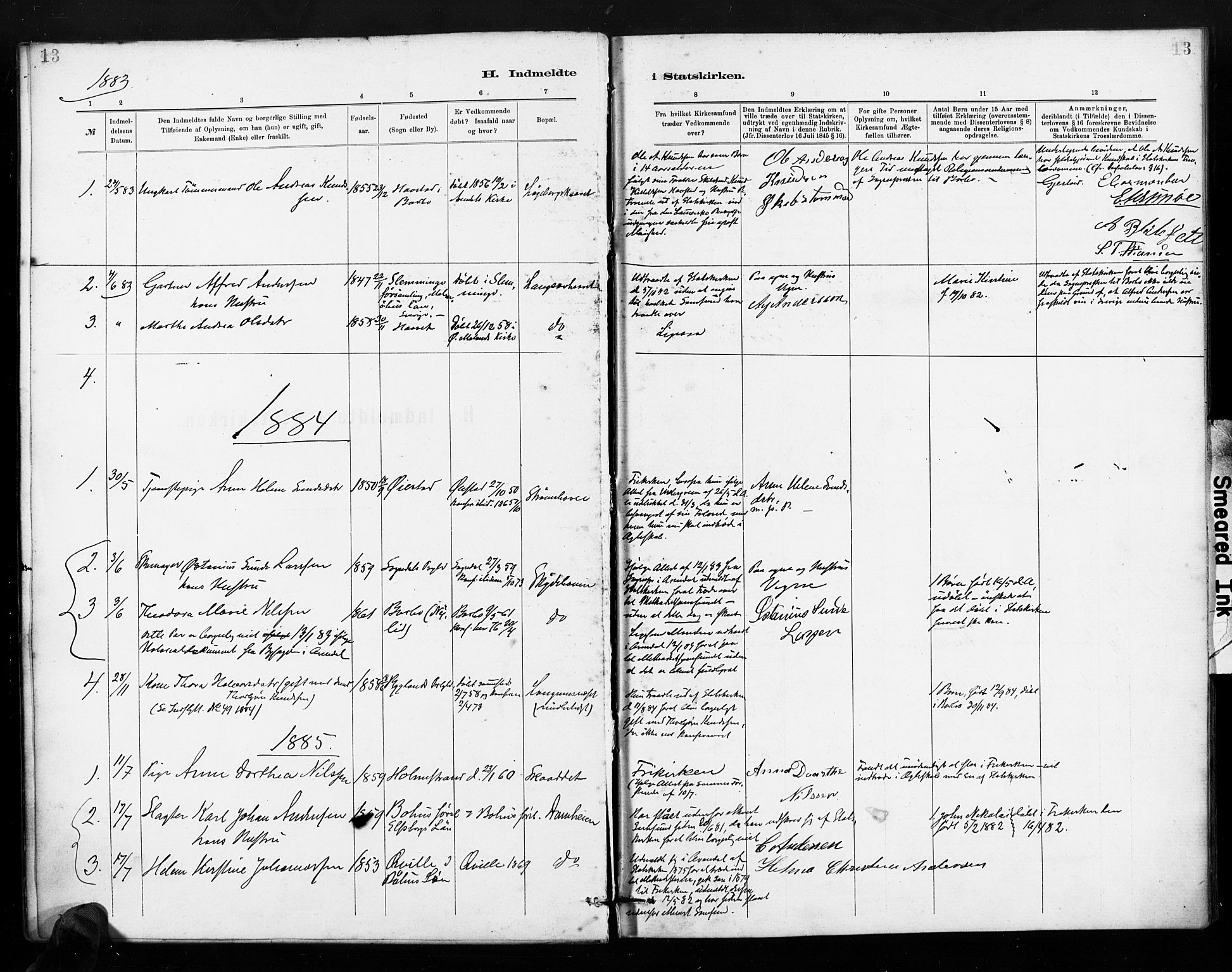 Barbu sokneprestkontor, SAK/1111-0003/F/Fa/L0004: Parish register (official) no. A 4, 1883-1909, p. 13