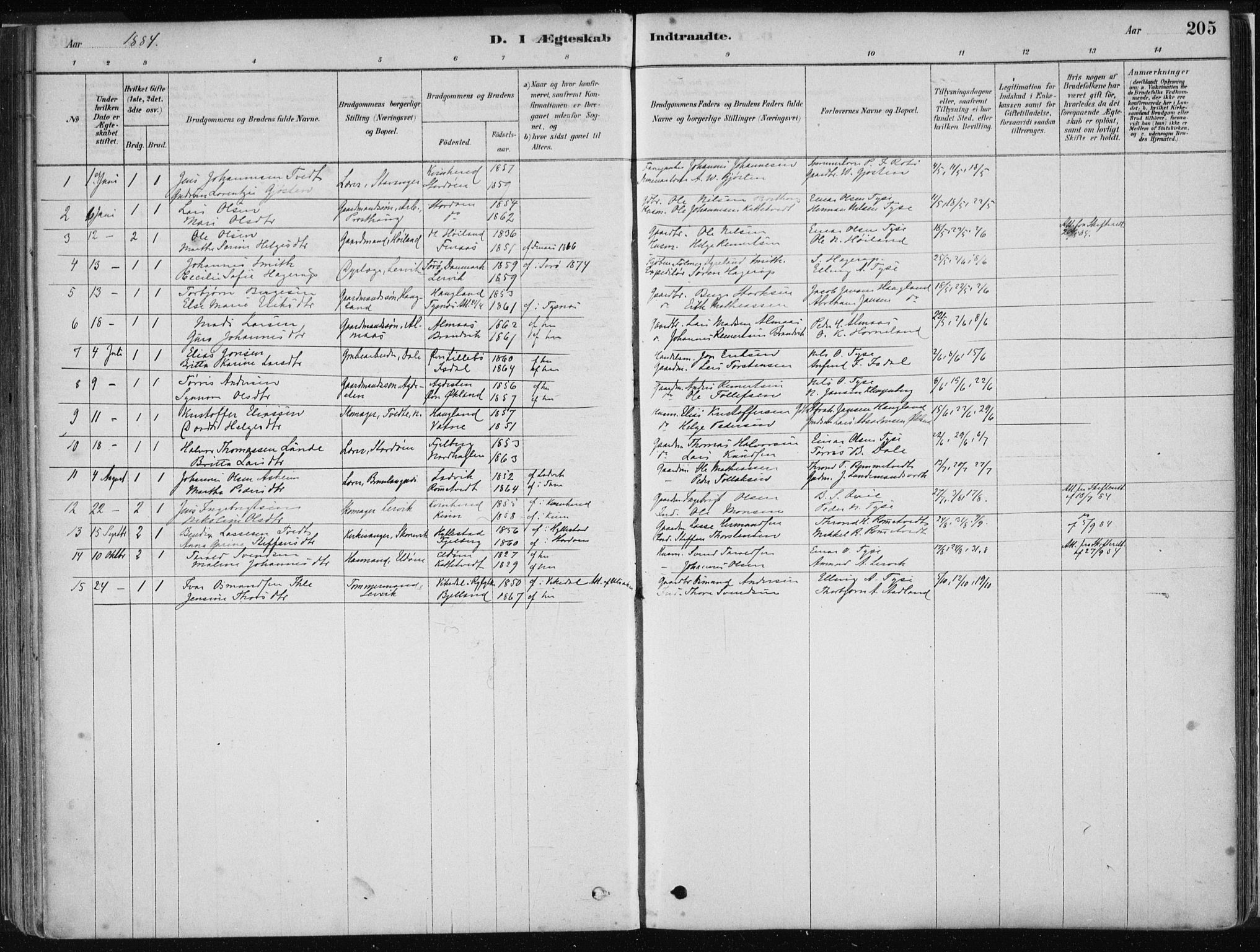 Stord sokneprestembete, AV/SAB-A-78201/H/Haa: Parish register (official) no. B 2, 1878-1913, p. 205