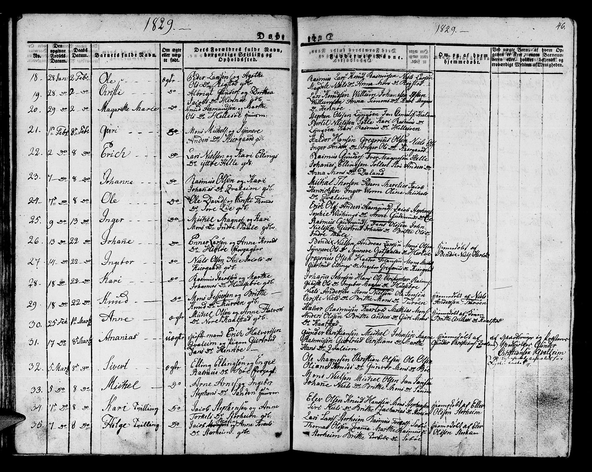 Manger sokneprestembete, AV/SAB-A-76801/H/Haa: Parish register (official) no. A 4, 1824-1838, p. 46