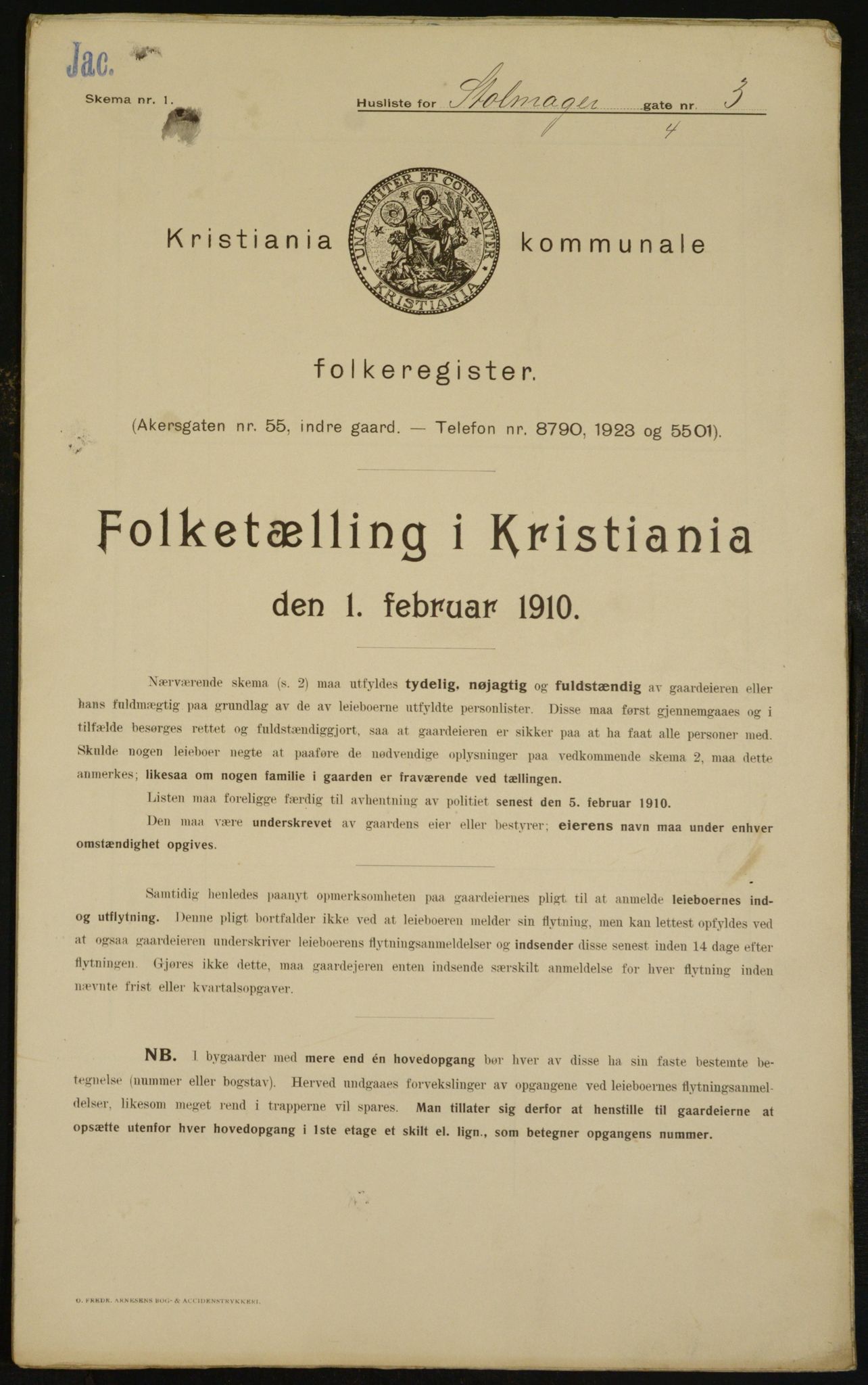 OBA, Municipal Census 1910 for Kristiania, 1910, p. 97478