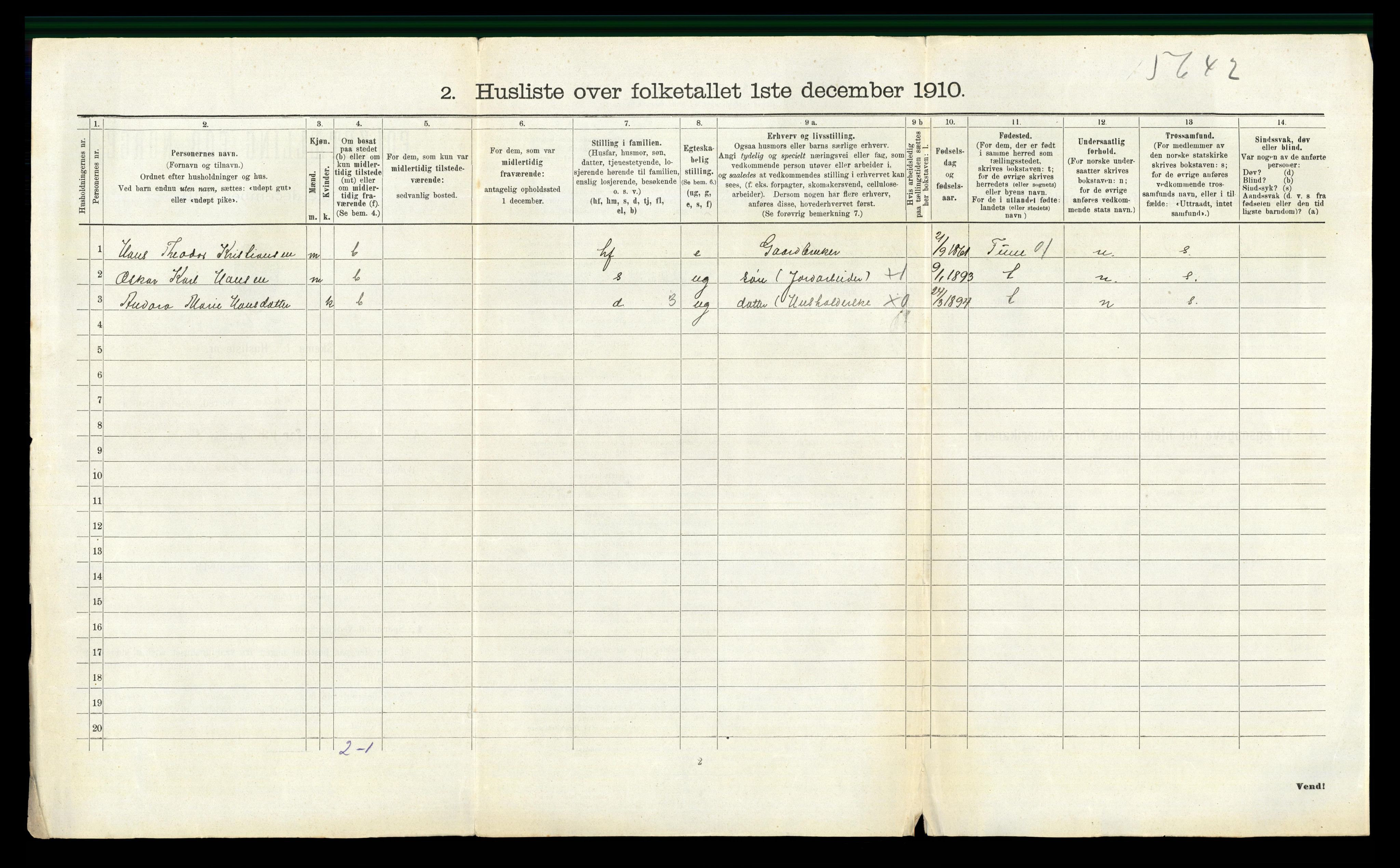 RA, 1910 census for Våler, 1910, p. 627