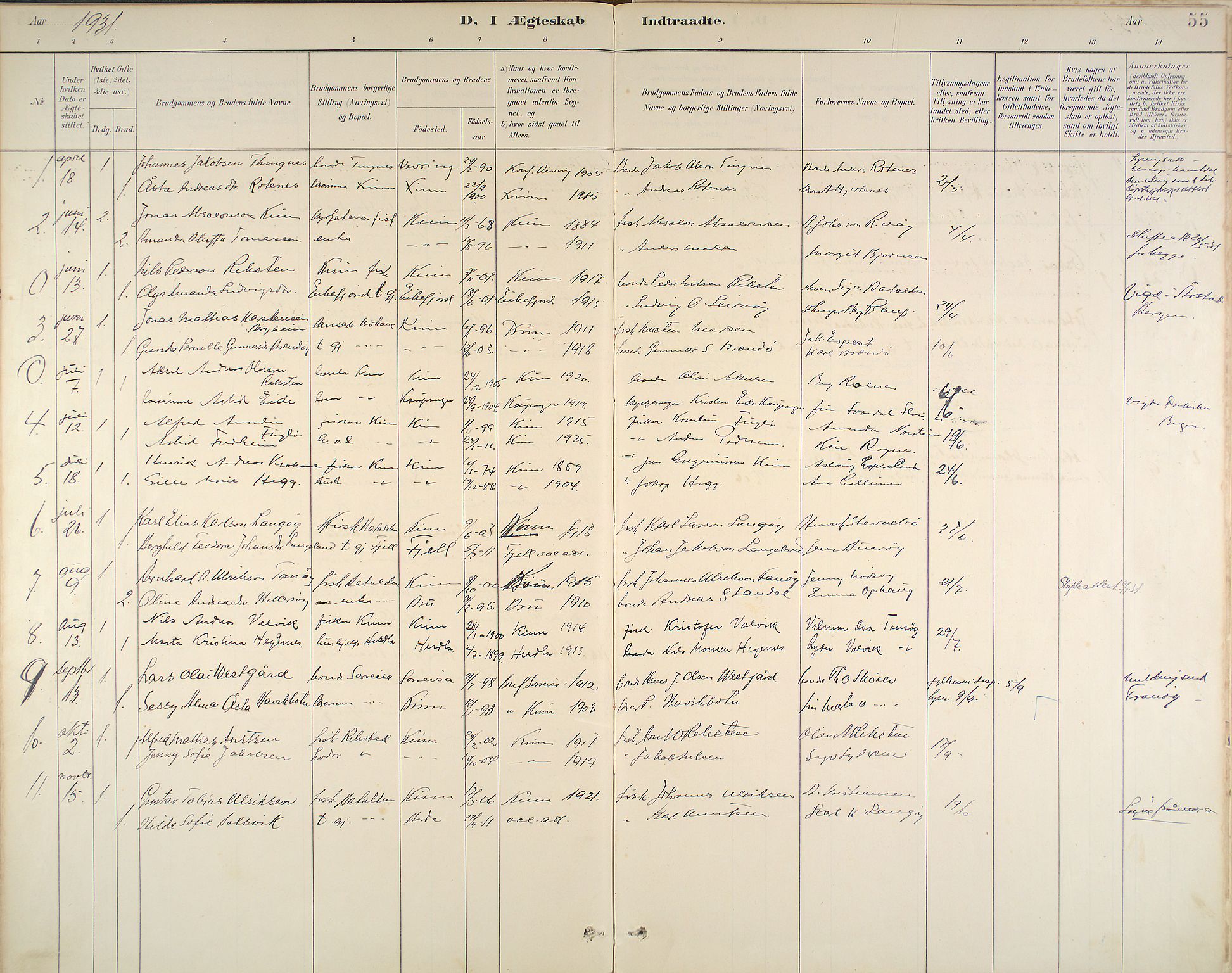 Kinn sokneprestembete, SAB/A-80801/H/Haa/Haab/L0011: Parish register (official) no. B 11, 1886-1936, p. 55