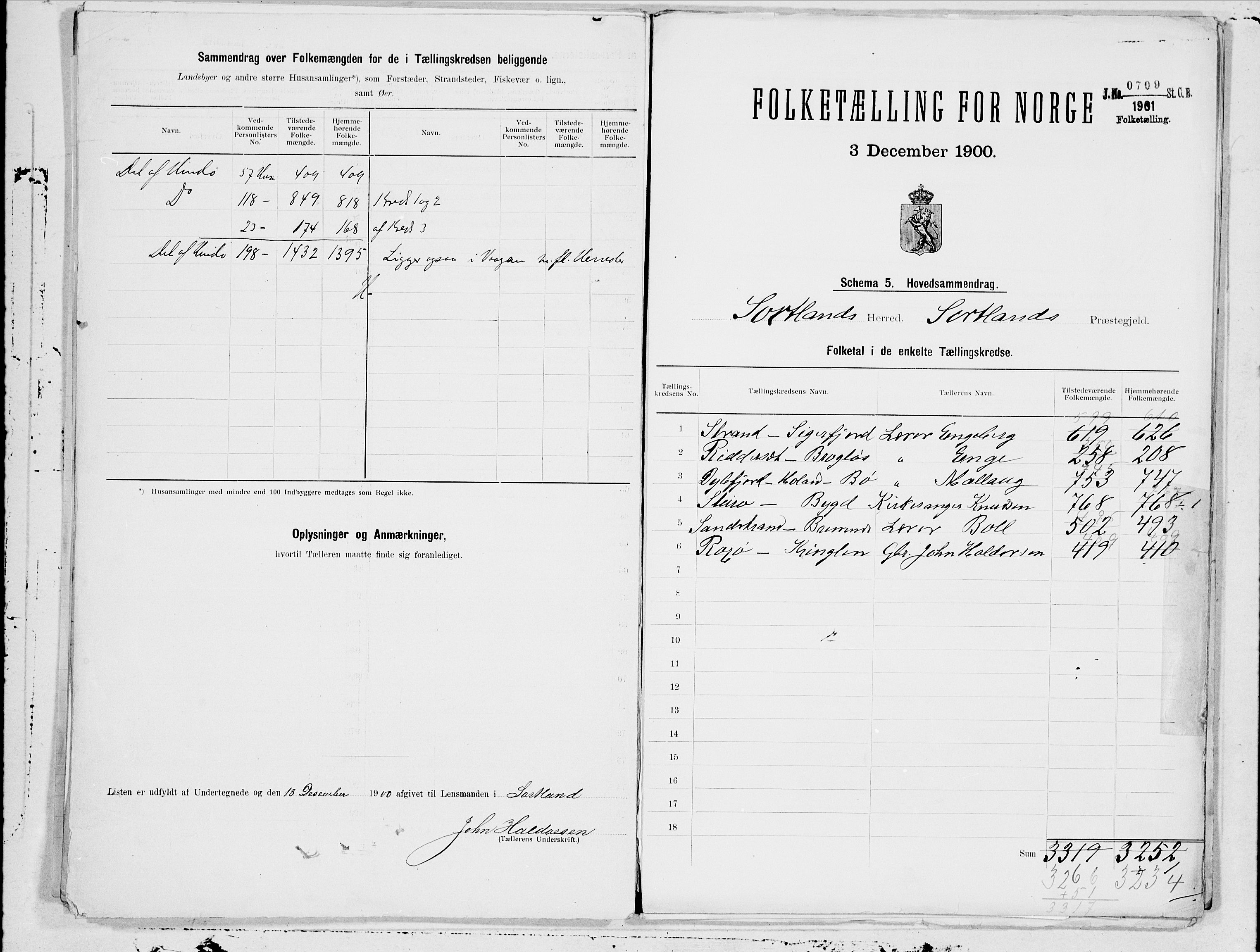 SAT, 1900 census for Sortland, 1900, p. 16