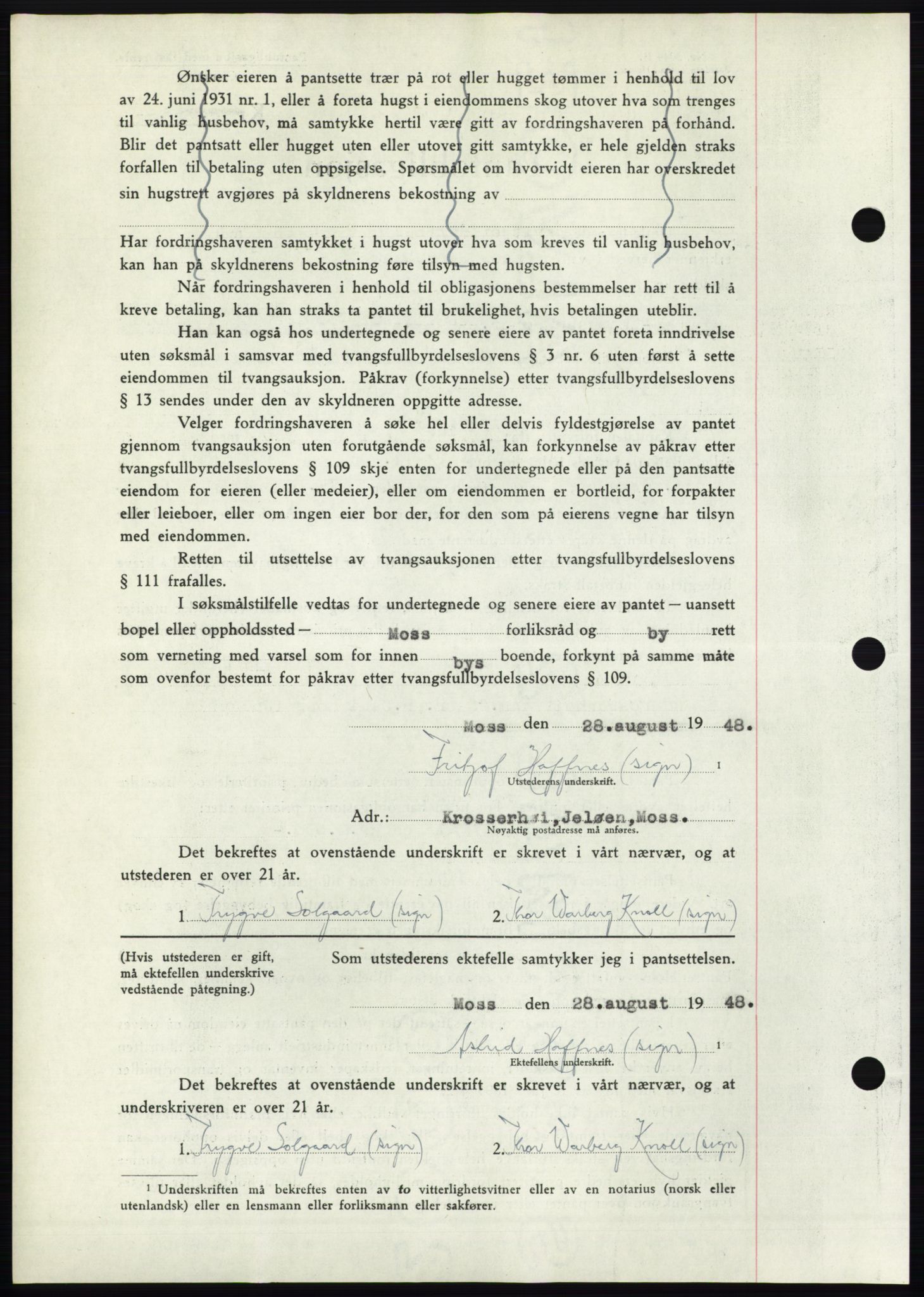 Moss sorenskriveri, AV/SAO-A-10168: Mortgage book no. B20, 1948-1948, Diary no: : 2277/1948