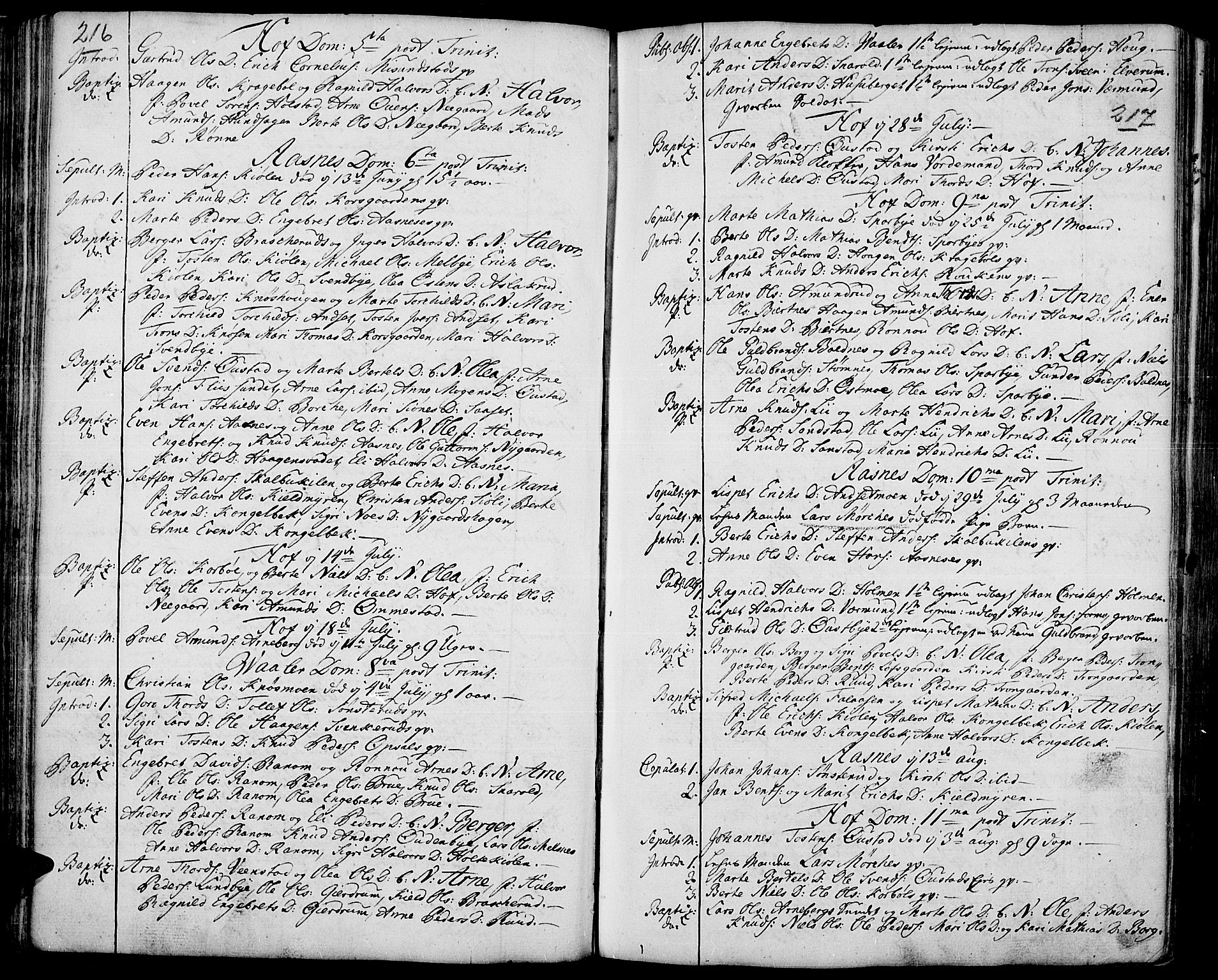 Hof prestekontor, AV/SAH-PREST-038/H/Ha/Haa/L0003: Parish register (official) no. 3, 1750-1789, p. 216-217