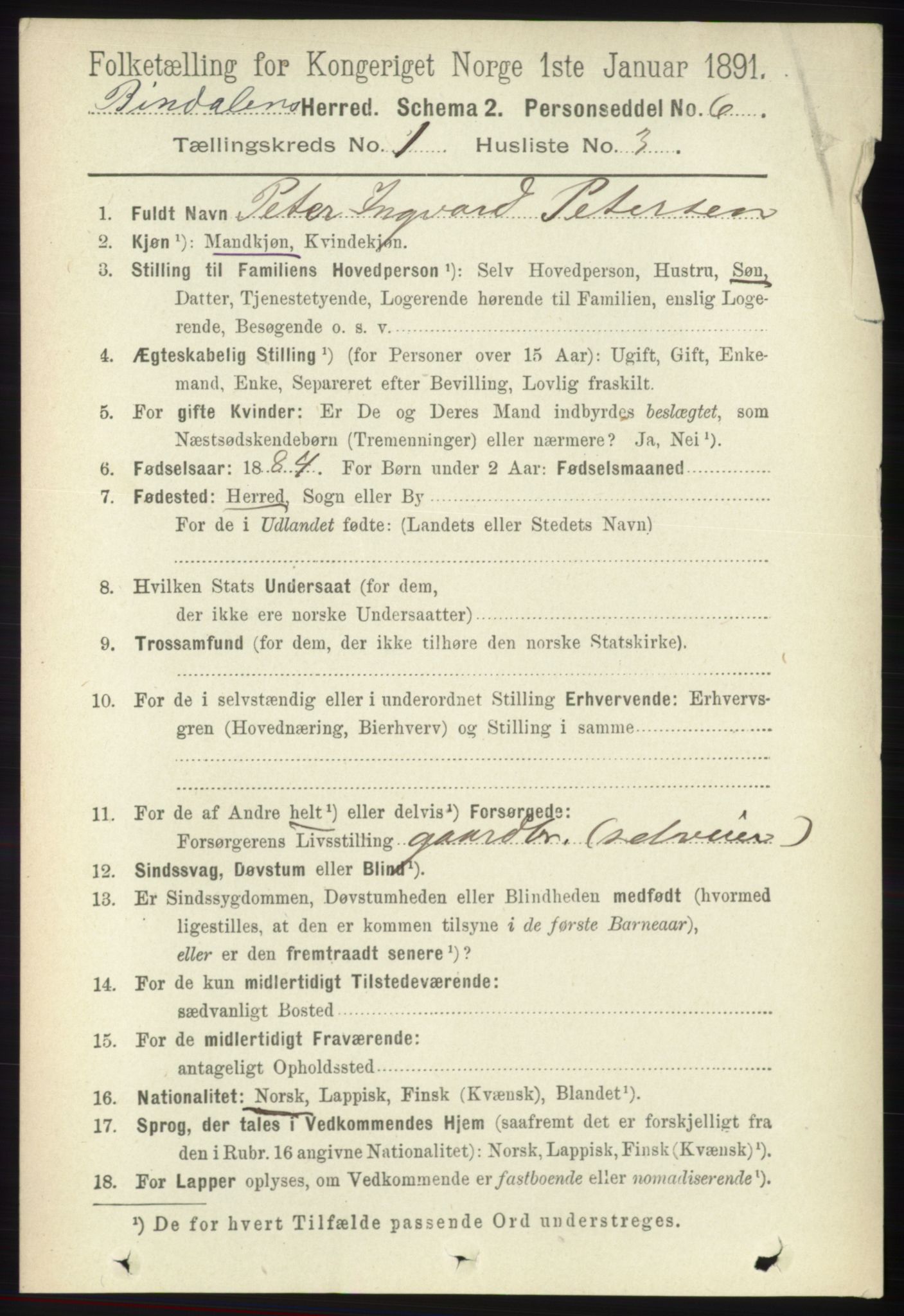 RA, 1891 census for 1811 Bindal, 1891, p. 79