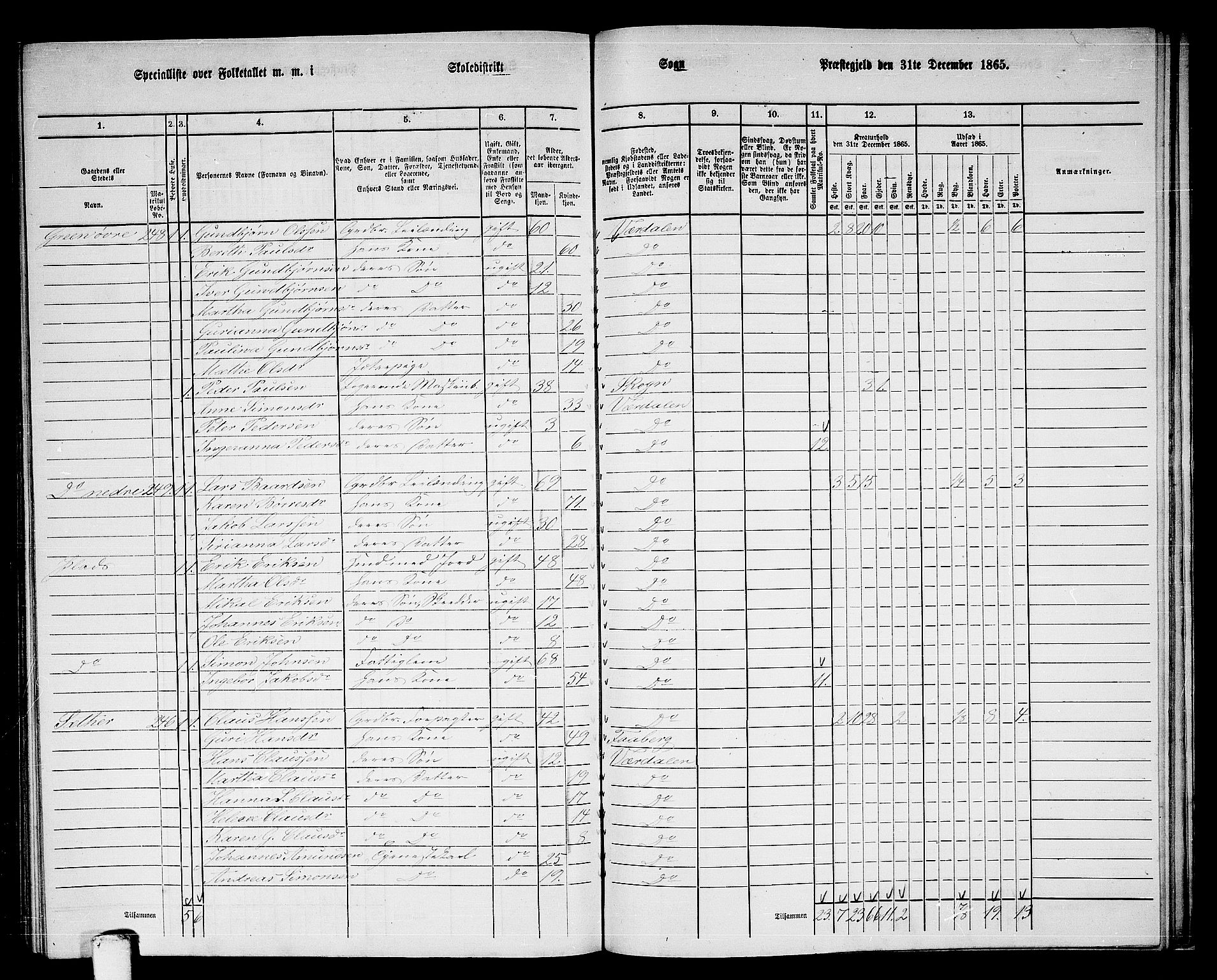 RA, 1865 census for Verdal, 1865, p. 247