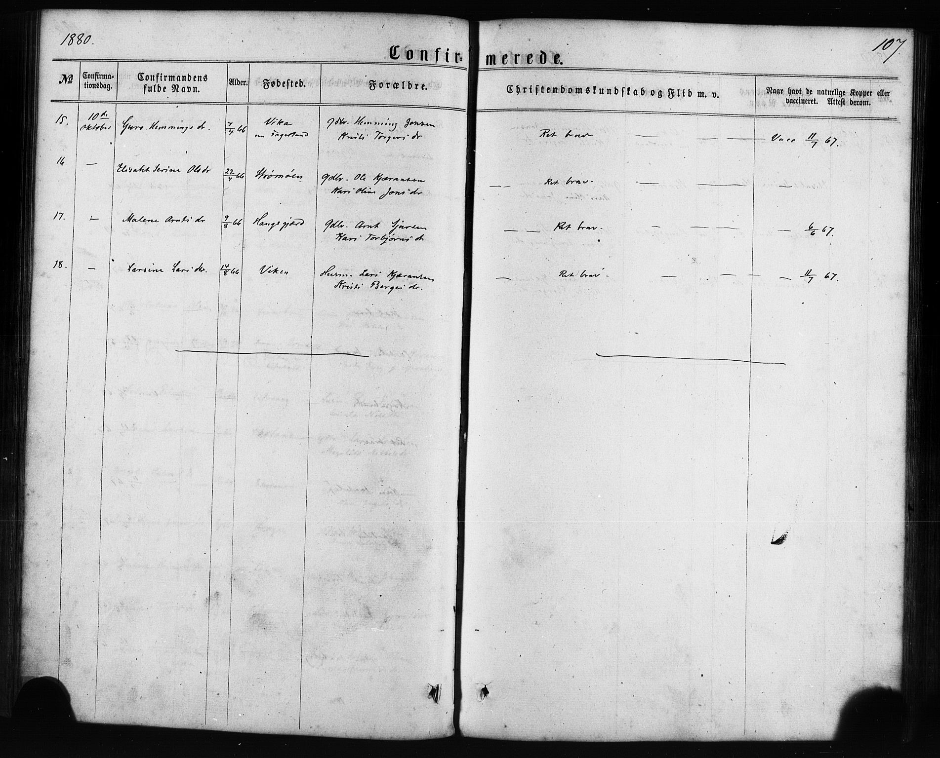 Sveio Sokneprestembete, SAB/A-78501/H/Haa: Parish register (official) no. C 1, 1862-1880, p. 107