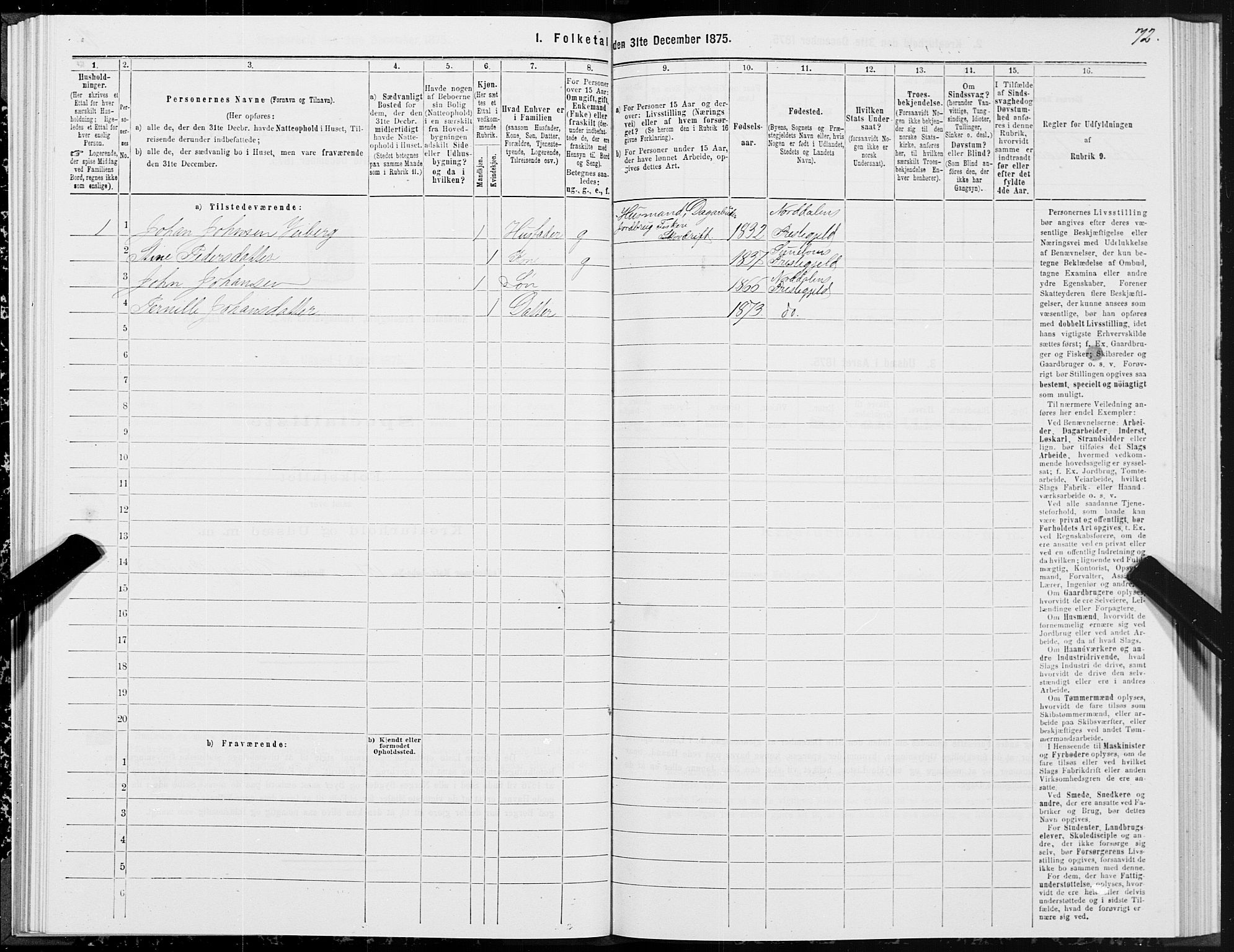 SAT, 1875 census for 1524P Norddal, 1875, p. 1072