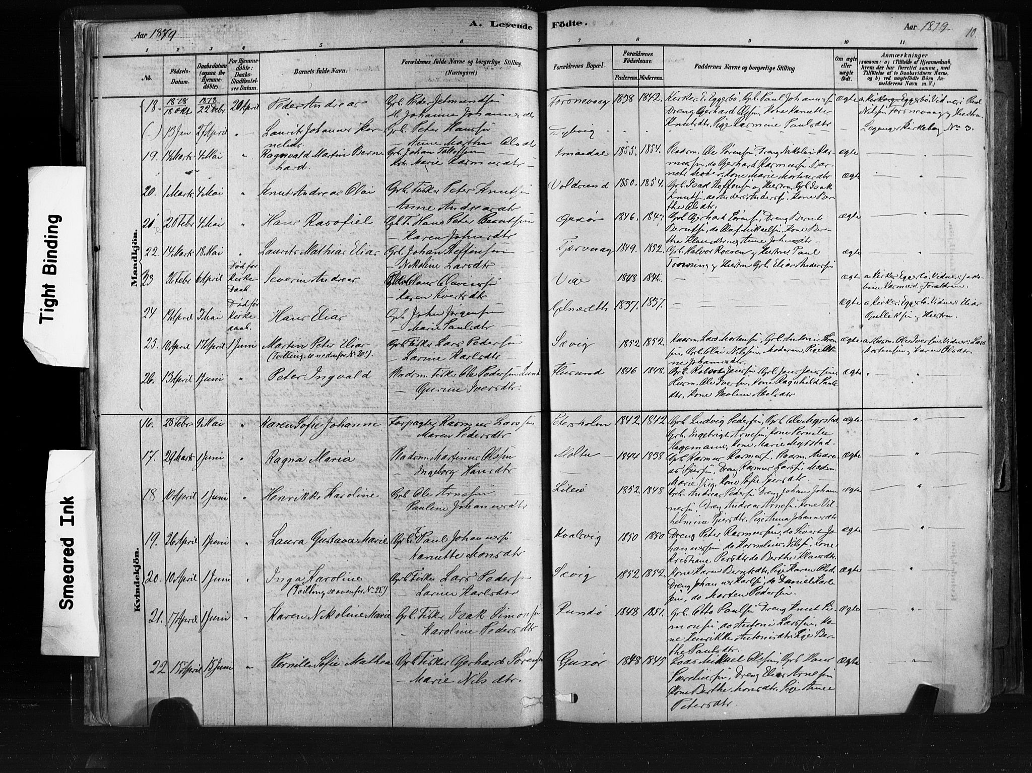 Ministerialprotokoller, klokkerbøker og fødselsregistre - Møre og Romsdal, SAT/A-1454/507/L0073: Parish register (official) no. 507A08, 1878-1904, p. 10