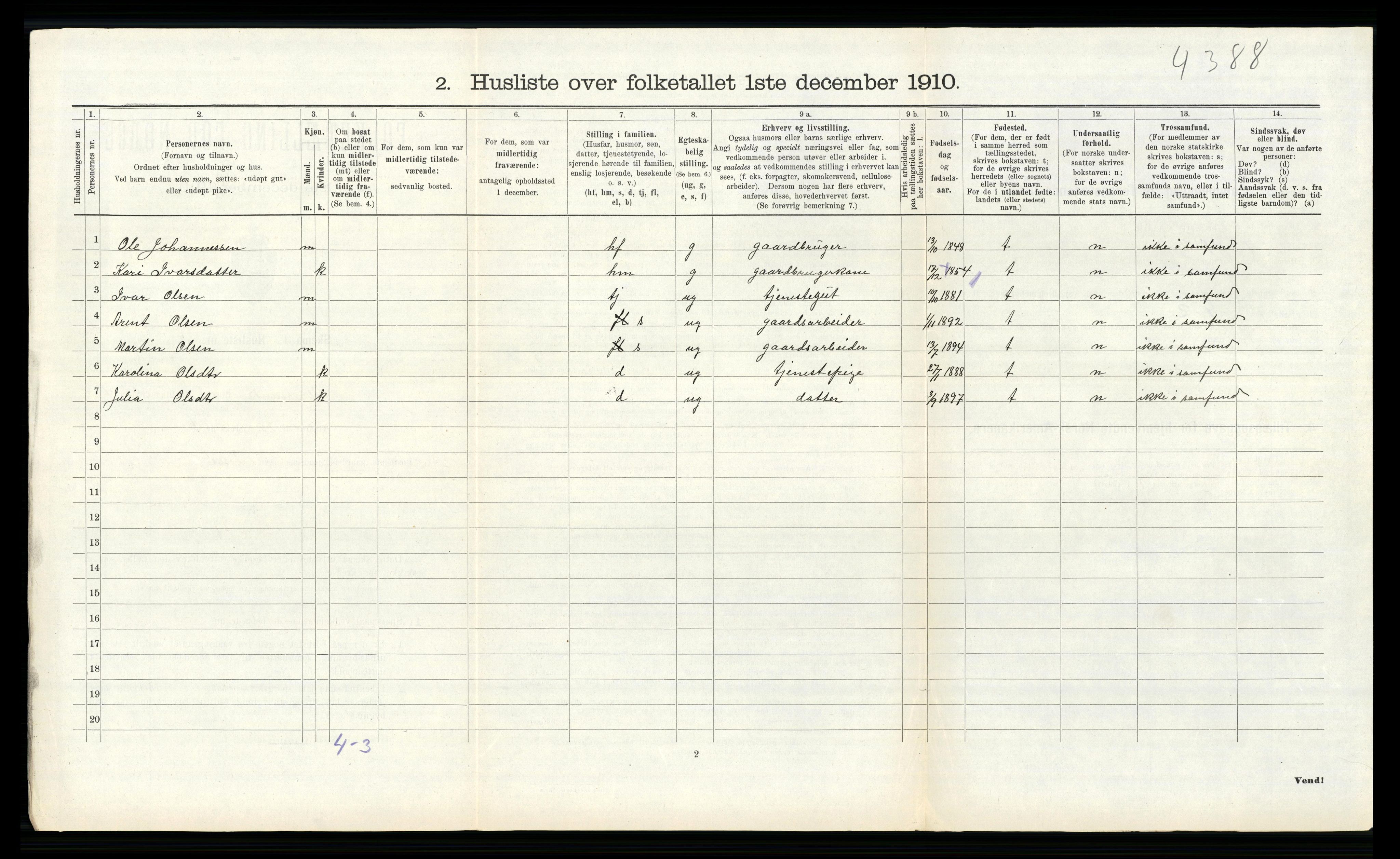 RA, 1910 census for Alversund, 1910, p. 399