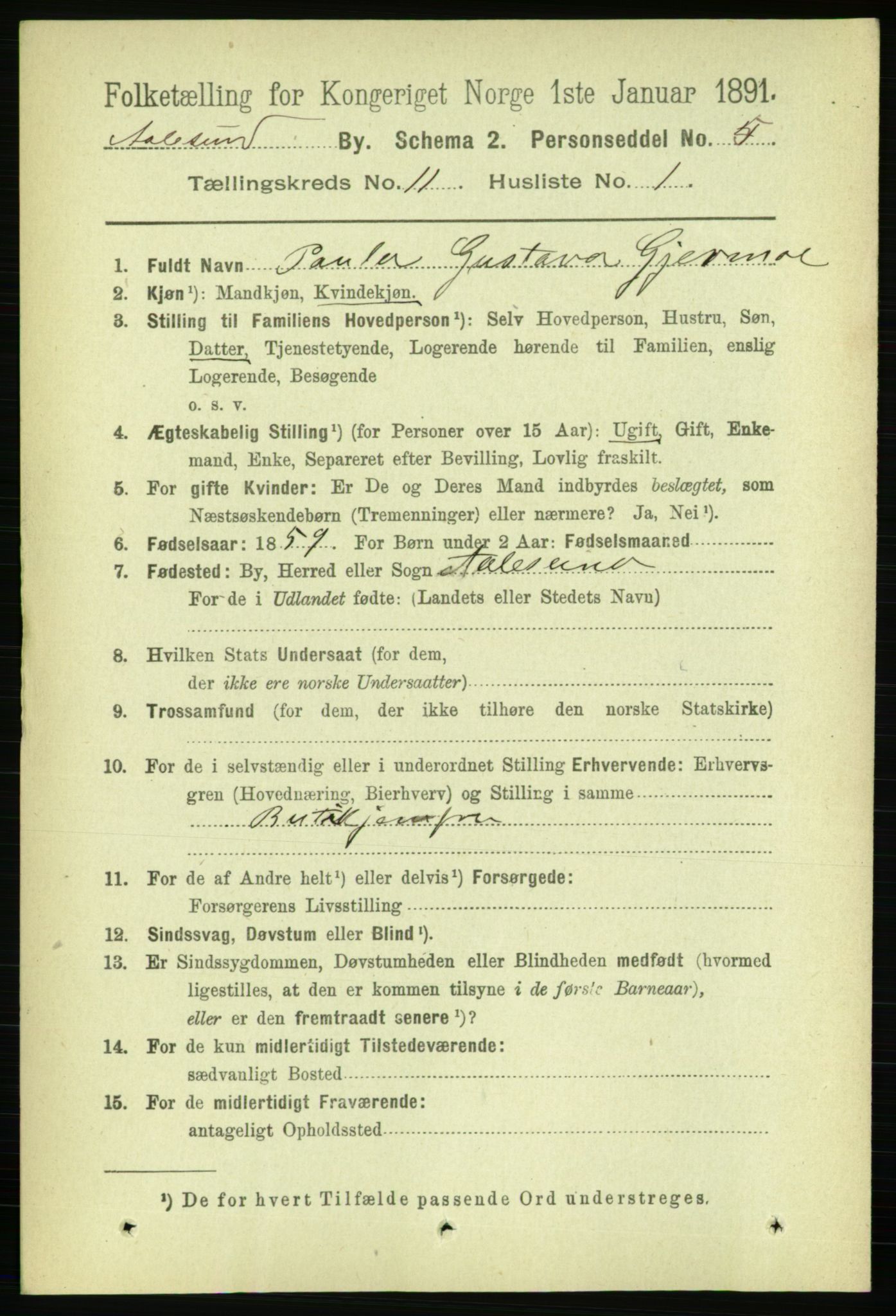 RA, 1891 census for 1501 Ålesund, 1891, p. 6869