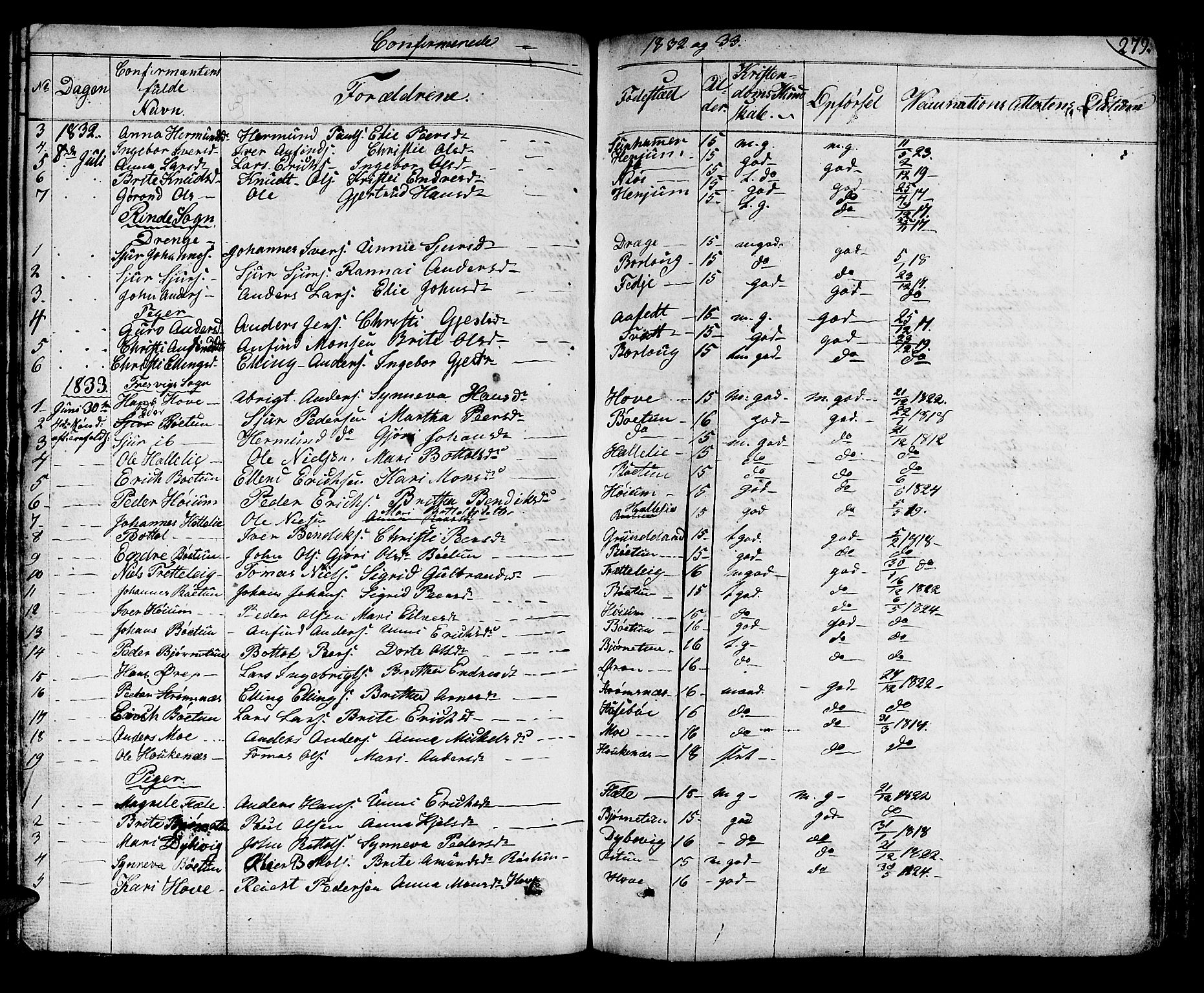 Leikanger sokneprestembete, AV/SAB-A-81001/H/Haa/Haaa/L0006: Parish register (official) no. A 6, 1810-1838, p. 279