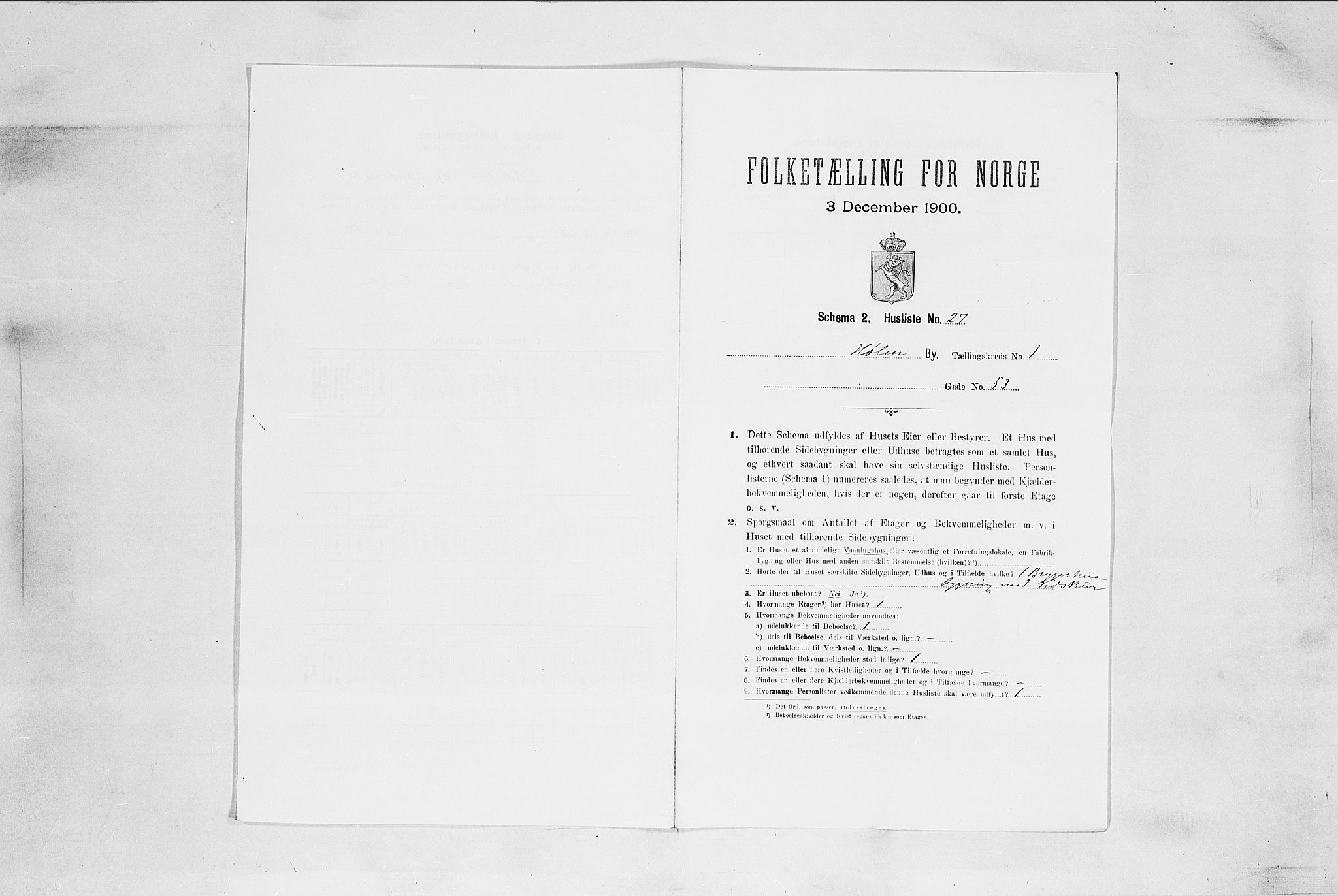 SAO, 1900 census for Hølen, 1900