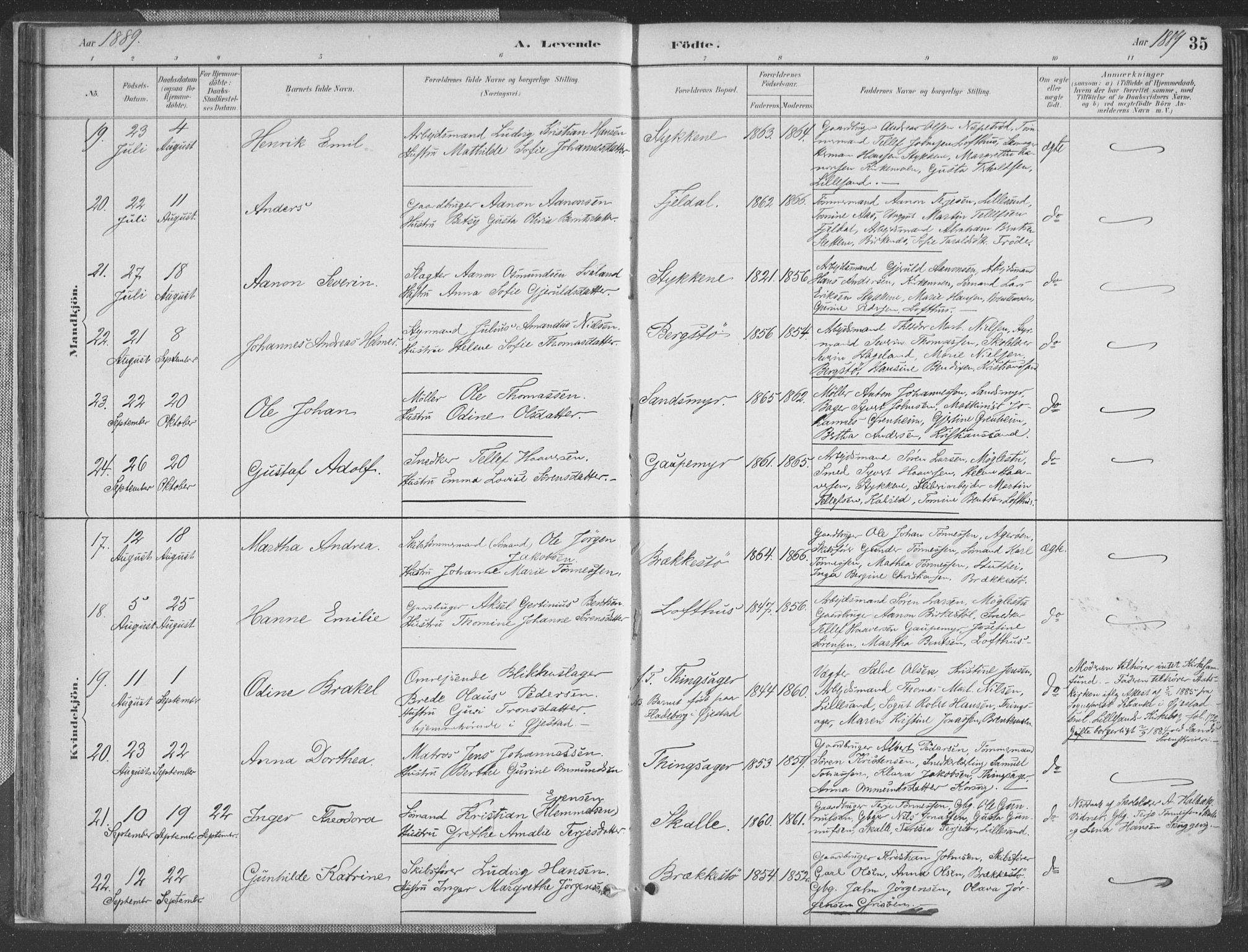 Vestre Moland sokneprestkontor, AV/SAK-1111-0046/F/Fa/Fab/L0009: Parish register (official) no. A 9, 1884-1899, p. 35