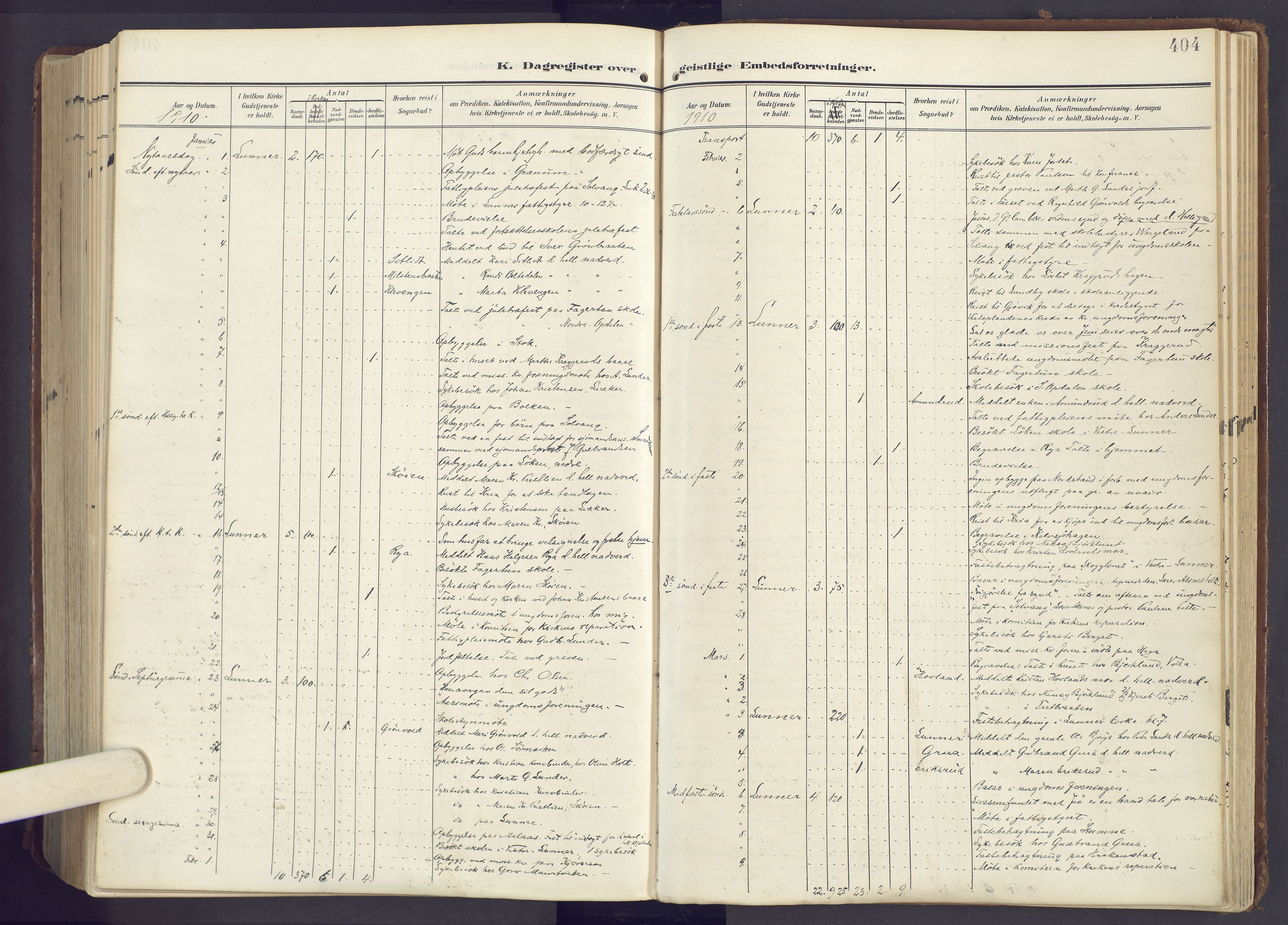 Lunner prestekontor, SAH/PREST-118/H/Ha/Haa/L0001: Parish register (official) no. 1, 1907-1922, p. 404