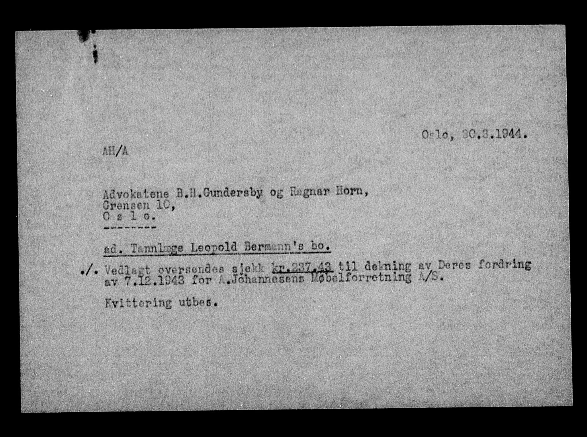 Justisdepartementet, Tilbakeføringskontoret for inndratte formuer, AV/RA-S-1564/H/Hc/Hcc/L0921: --, 1945-1947, p. 404