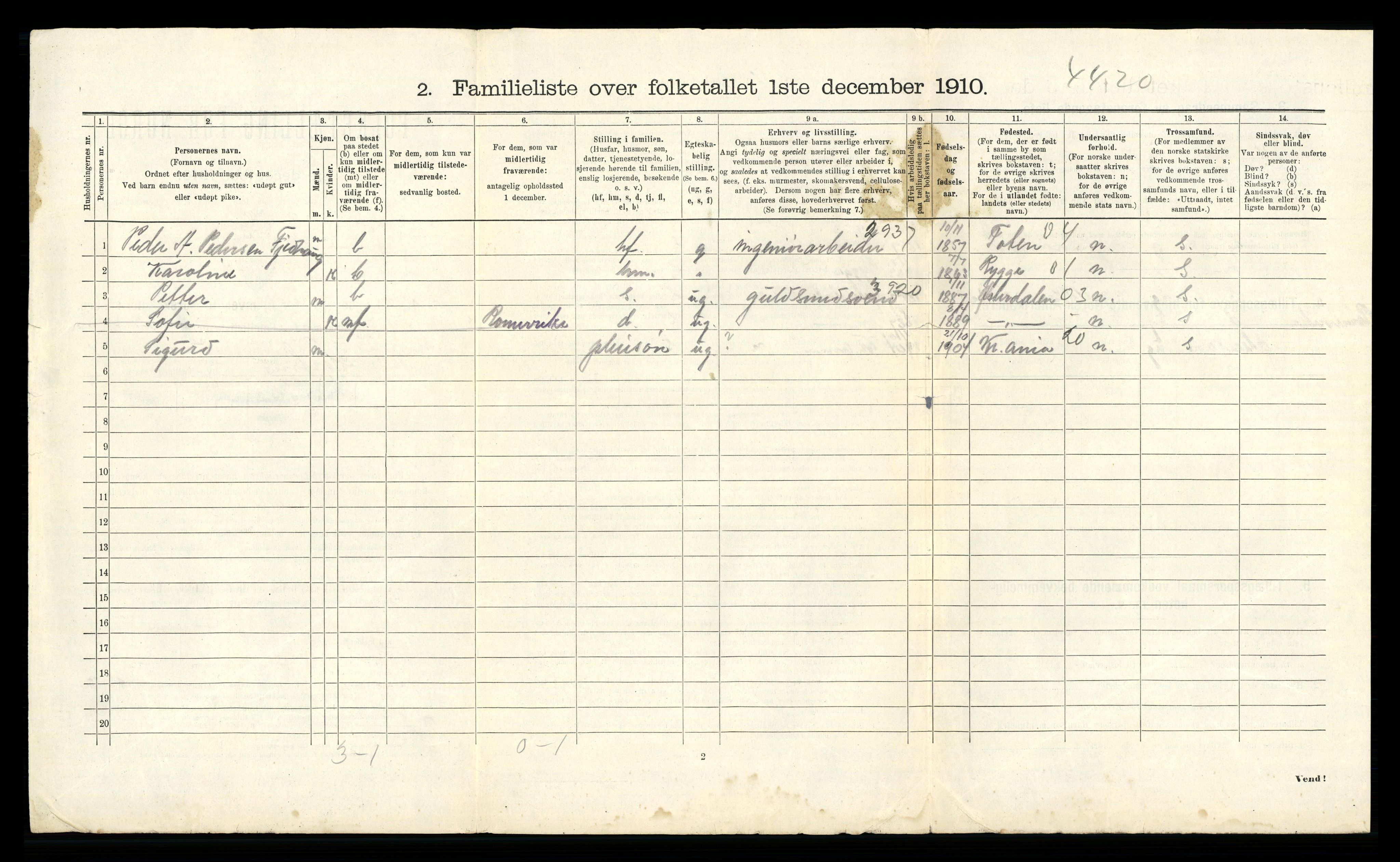 RA, 1910 census for Horten, 1910, p. 4649