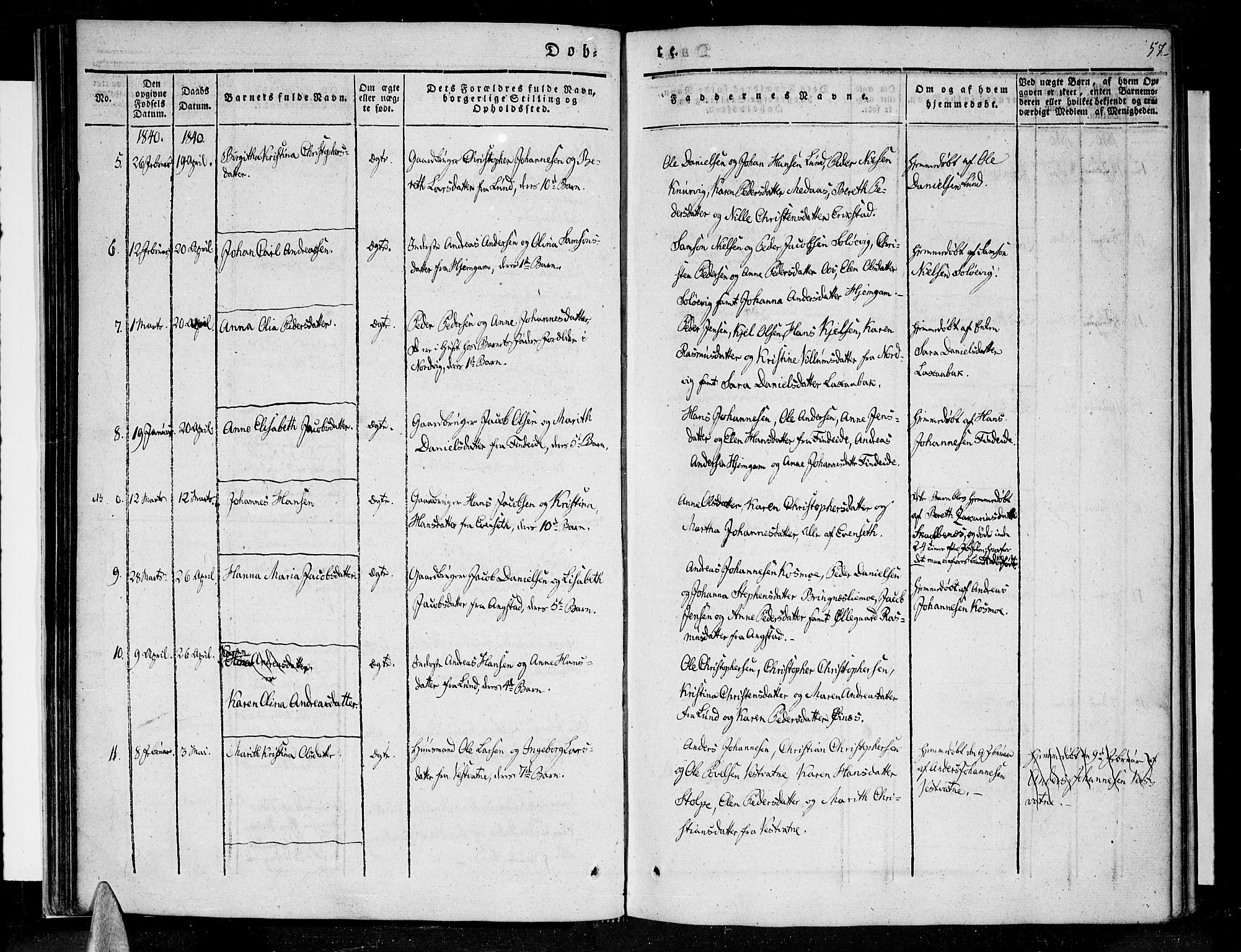 Ministerialprotokoller, klokkerbøker og fødselsregistre - Nordland, AV/SAT-A-1459/852/L0737: Parish register (official) no. 852A07, 1833-1849, p. 57