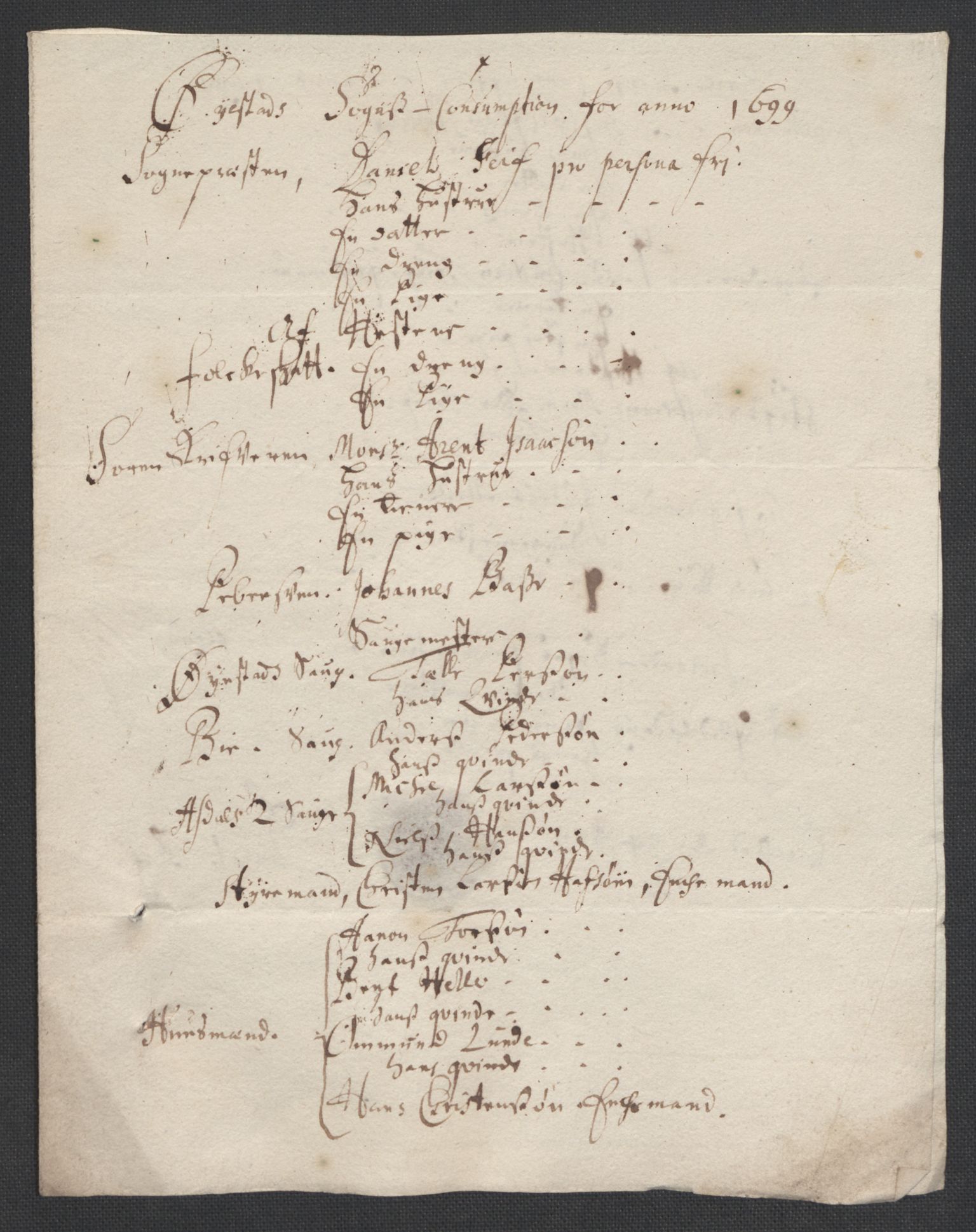 Rentekammeret inntil 1814, Reviderte regnskaper, Fogderegnskap, AV/RA-EA-4092/R39/L2314: Fogderegnskap Nedenes, 1698-1699, p. 266