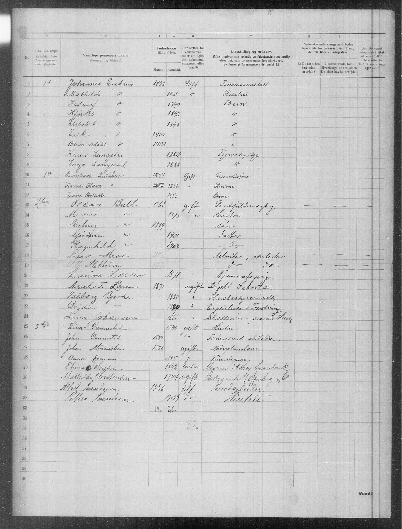 OBA, Municipal Census 1903 for Kristiania, 1903, p. 2843