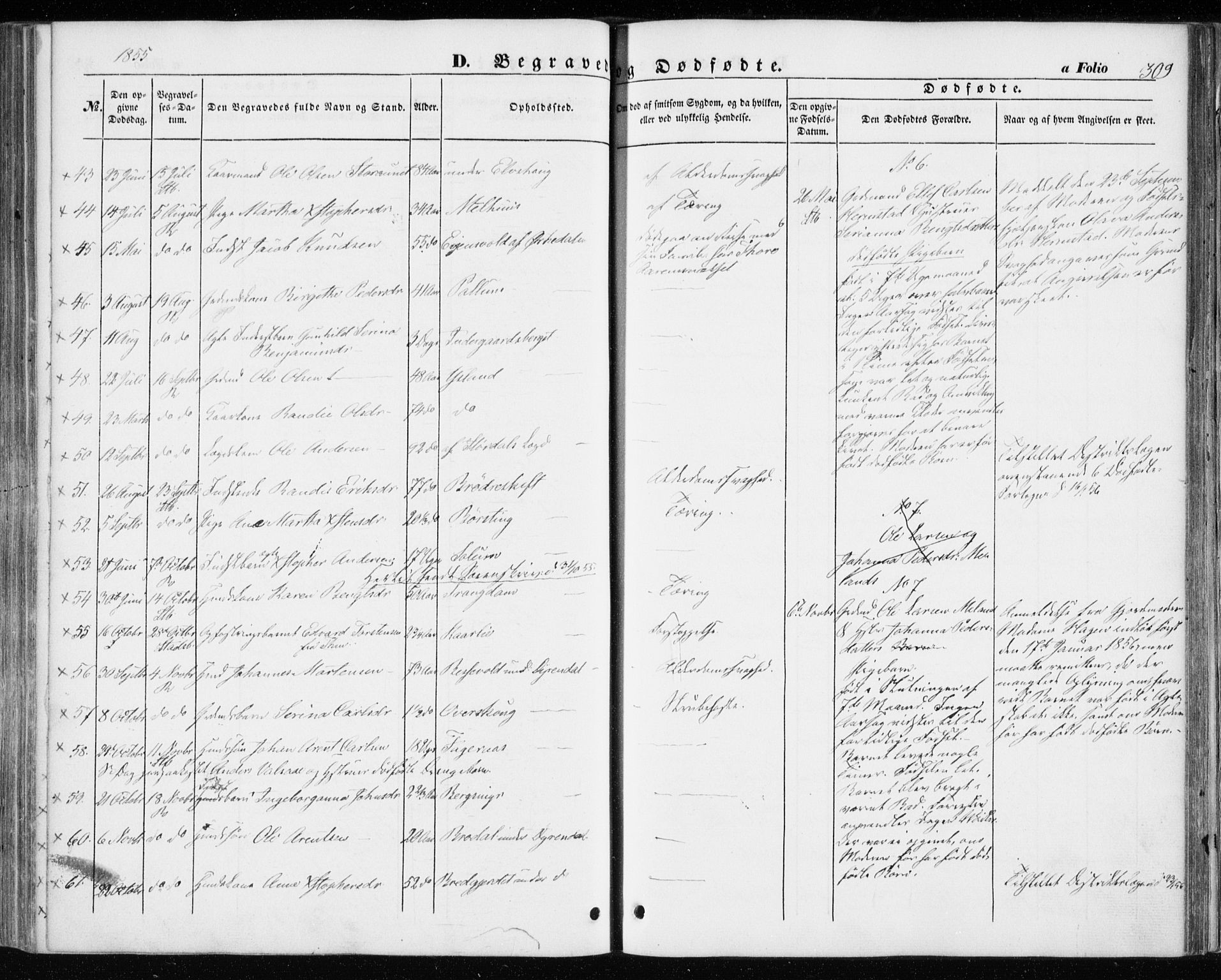 Ministerialprotokoller, klokkerbøker og fødselsregistre - Sør-Trøndelag, SAT/A-1456/646/L0611: Parish register (official) no. 646A09, 1848-1857, p. 309