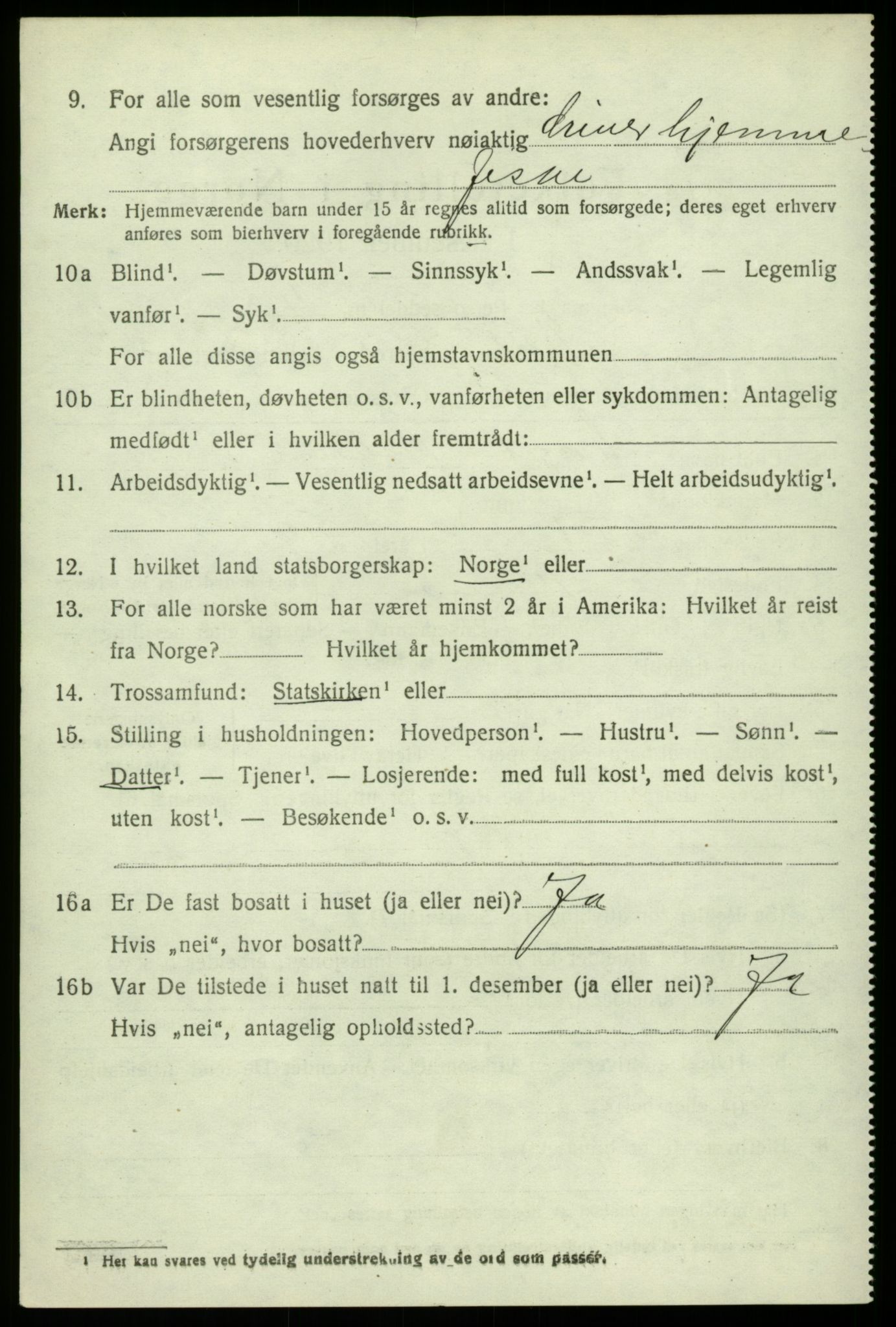 SAB, 1920 census for Fjell, 1920, p. 3677