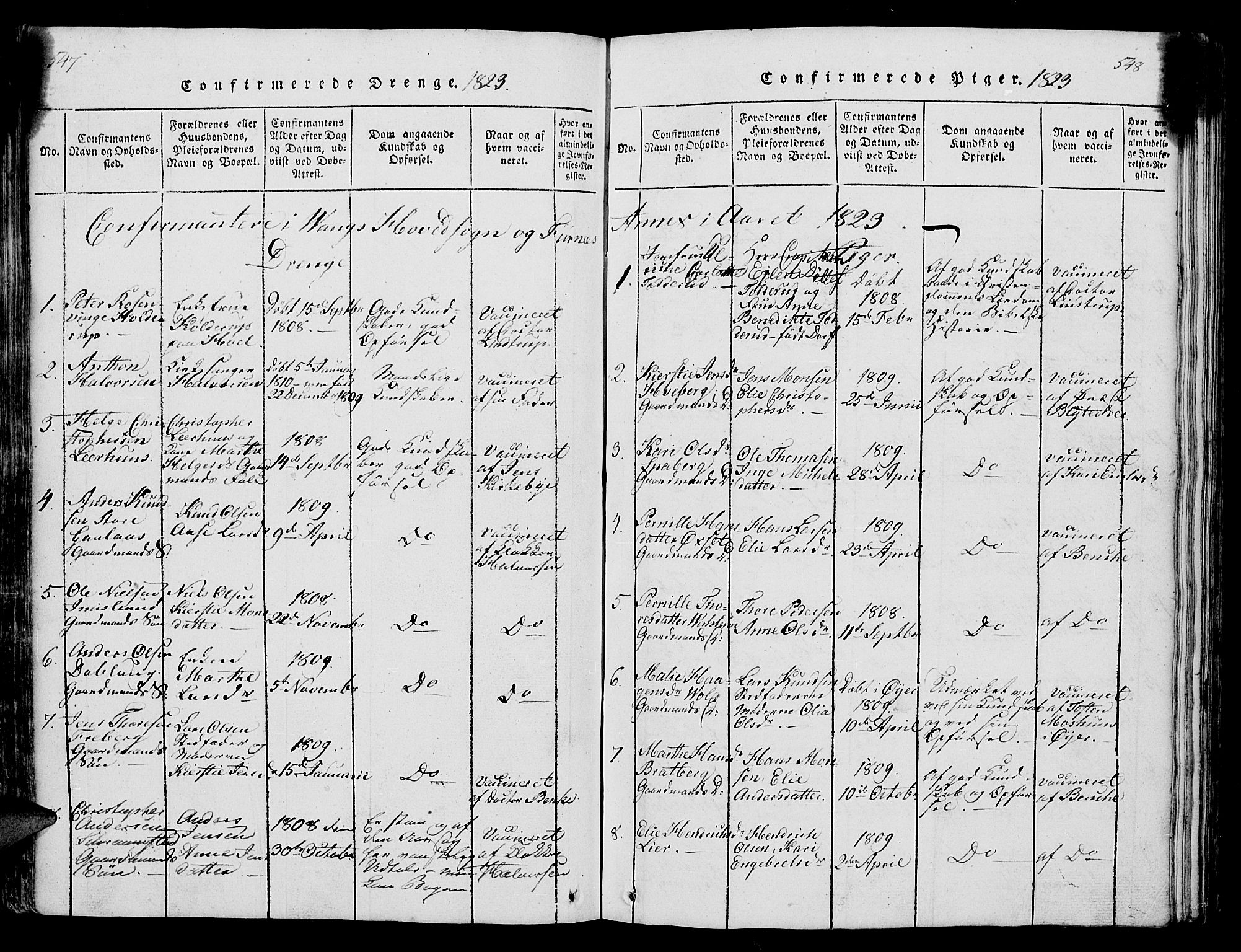 Vang prestekontor, Hedmark, SAH/PREST-008/H/Ha/Hab/L0004: Parish register (copy) no. 4, 1813-1827, p. 547-548
