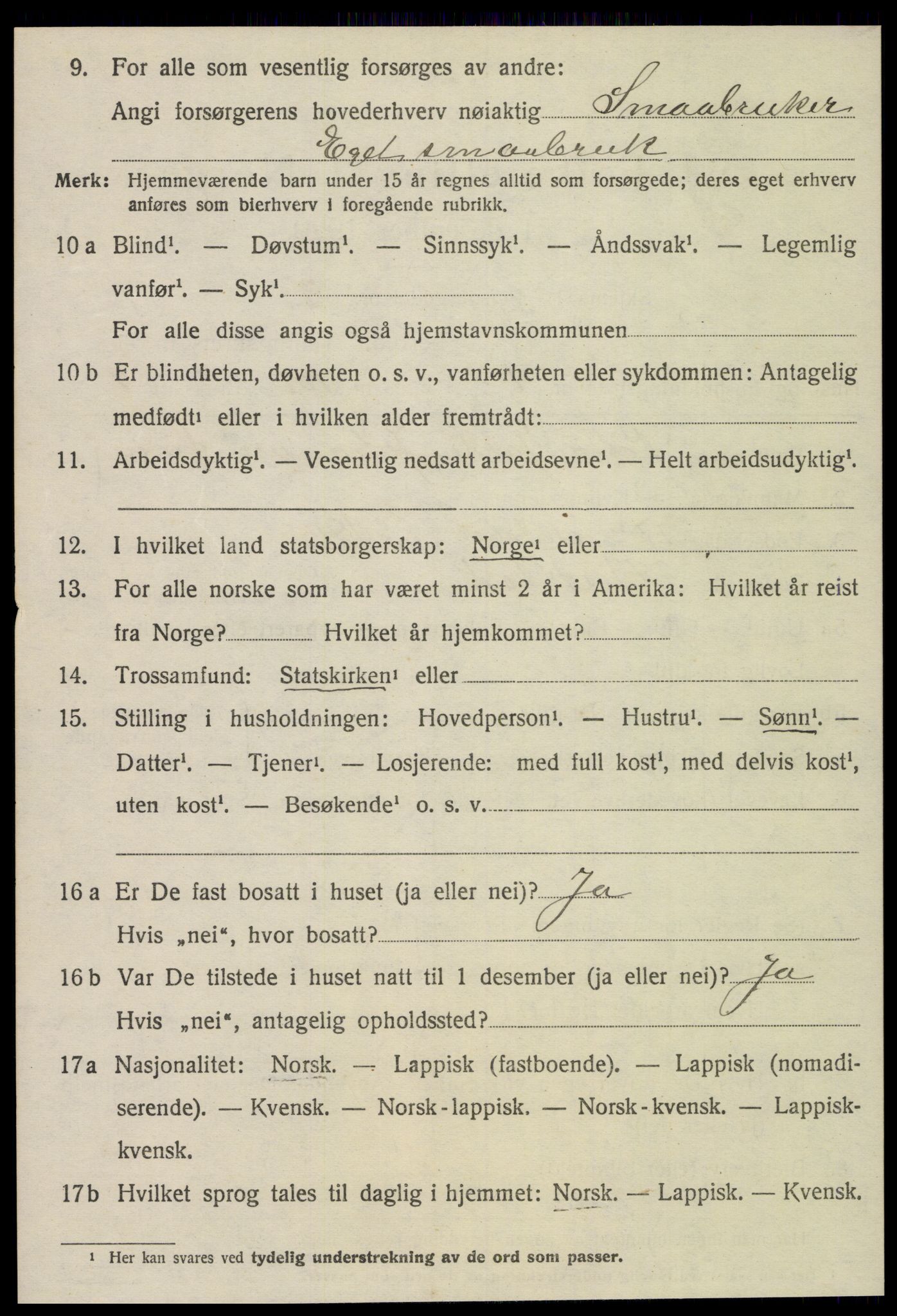 SAT, 1920 census for Beitstad, 1920, p. 2978