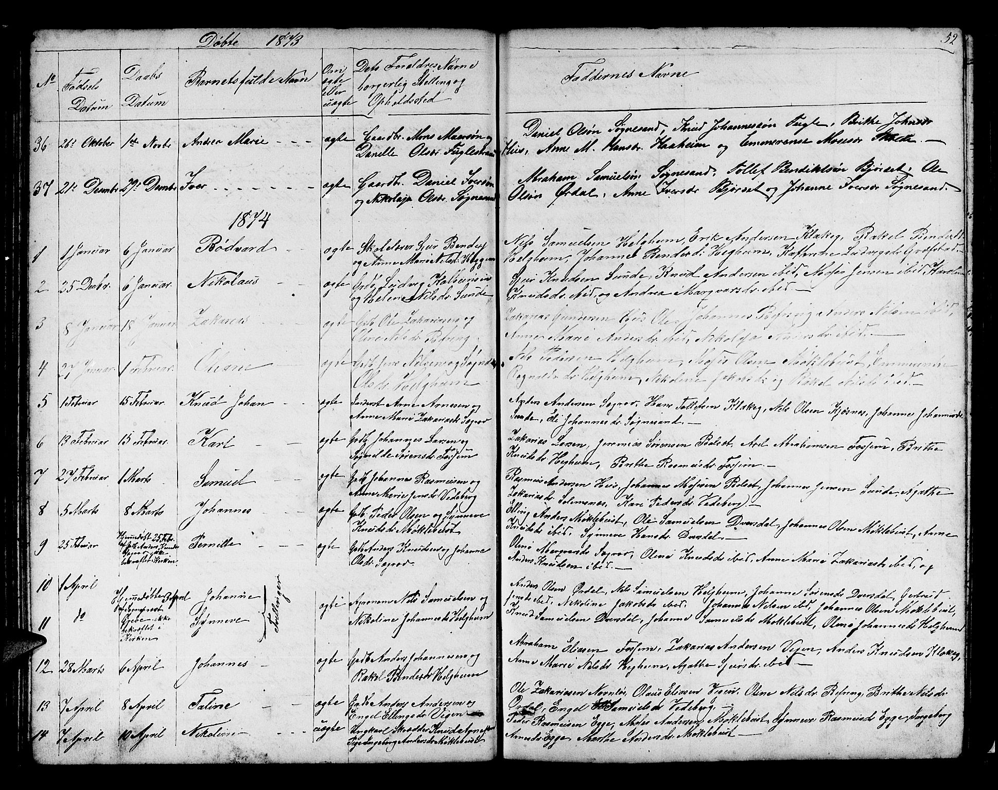Jølster sokneprestembete, SAB/A-80701/H/Hab/Habb/L0001: Parish register (copy) no. B 1, 1853-1887, p. 52