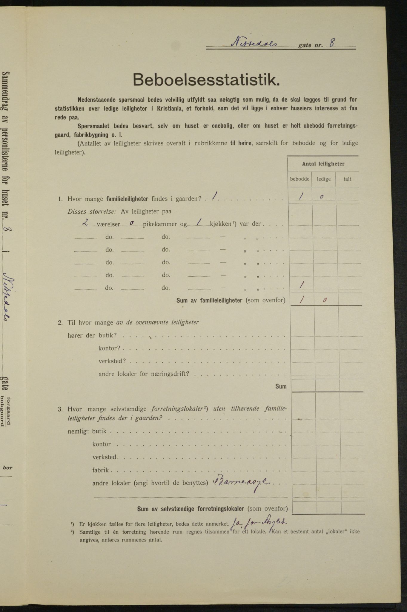 OBA, Municipal Census 1913 for Kristiania, 1913, p. 71258