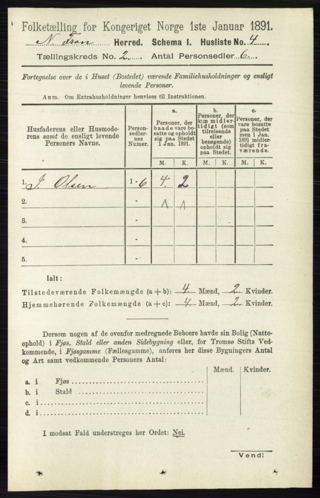 RA, 1891 census for 0518 Nord-Fron, 1891, p. 275