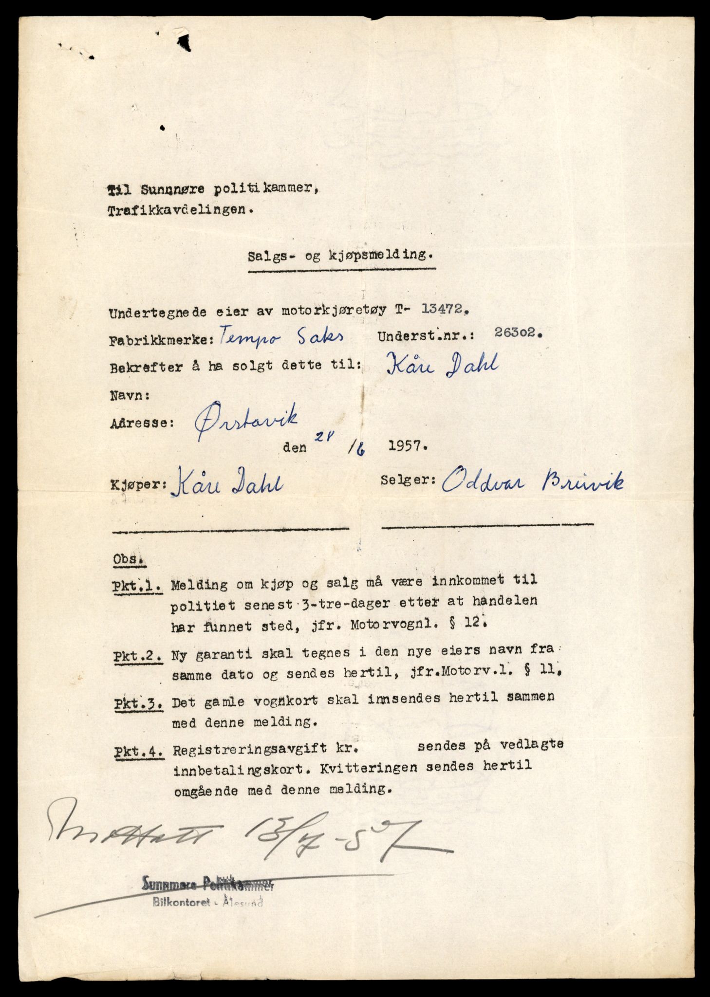 Møre og Romsdal vegkontor - Ålesund trafikkstasjon, AV/SAT-A-4099/F/Fe/L0039: Registreringskort for kjøretøy T 13361 - T 13530, 1927-1998, p. 1926