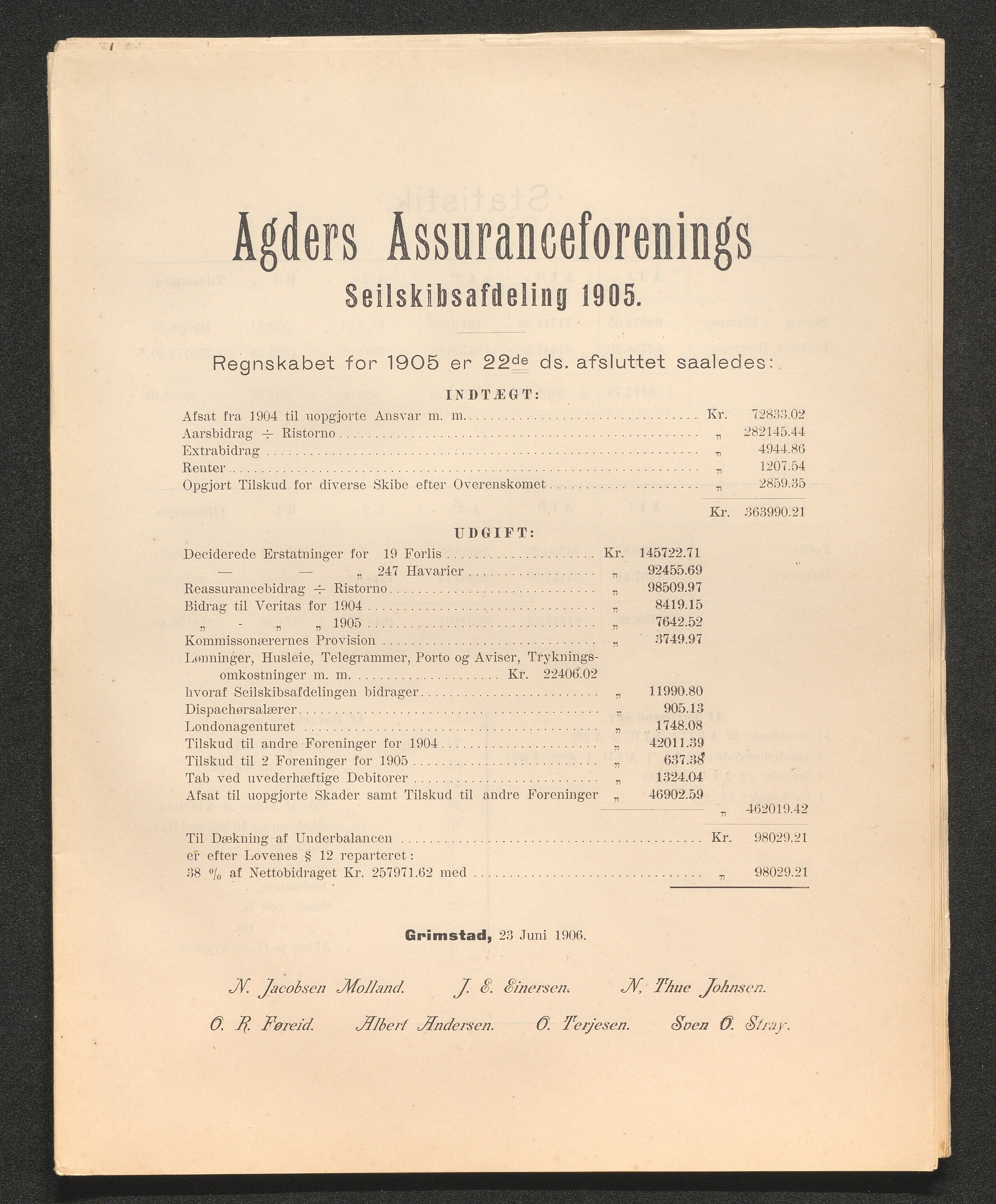 Agders Gjensidige Assuranceforening, AAKS/PA-1718/05/L0003: Regnskap, seilavdeling, pakkesak, 1890-1912