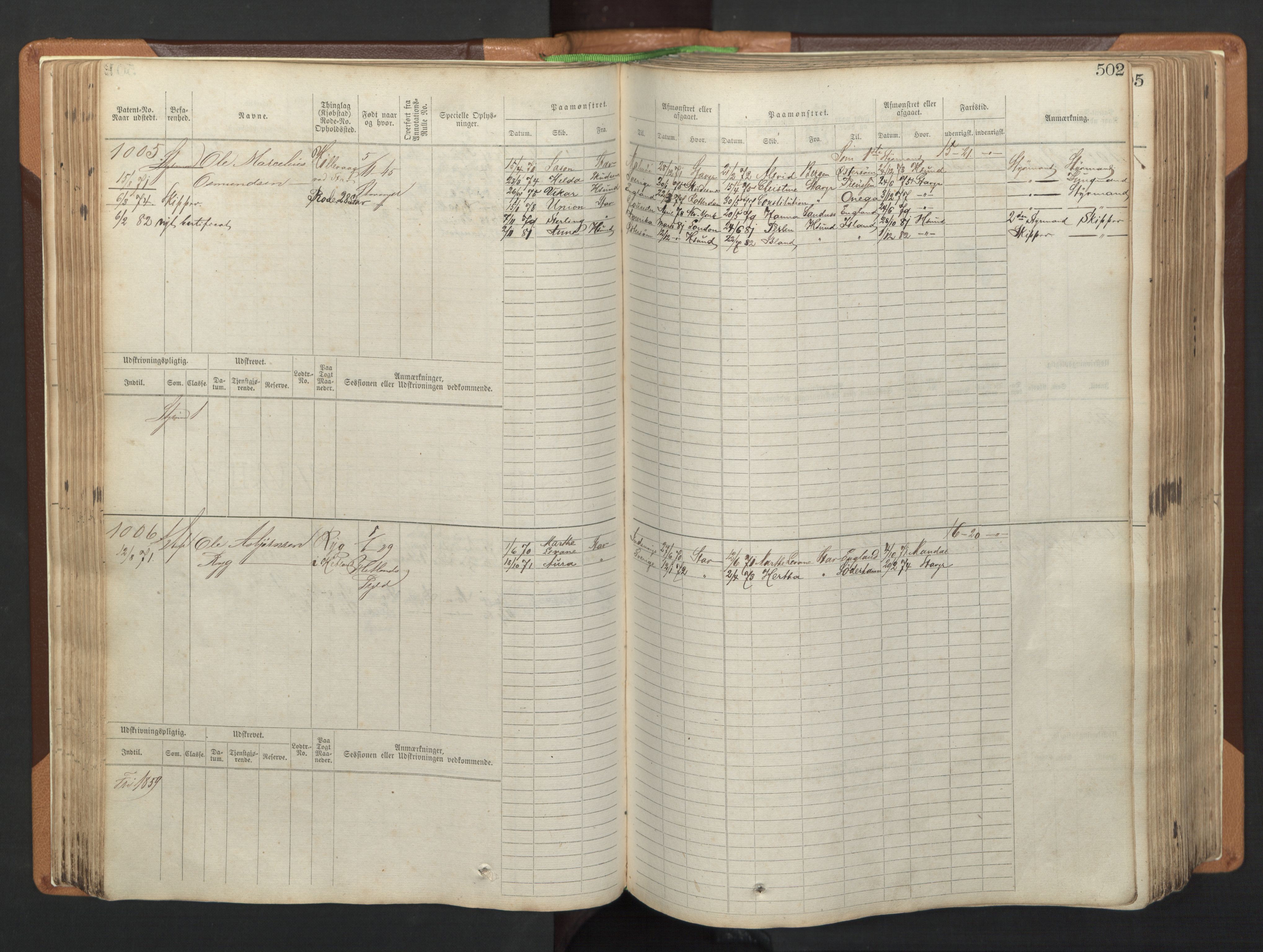 Stavanger sjømannskontor, AV/SAST-A-102006/F/Fb/Fbb/L0005: Sjøfartshovedrulle, patentnr. 793-1606 (del 2), 1869-1880, p. 112