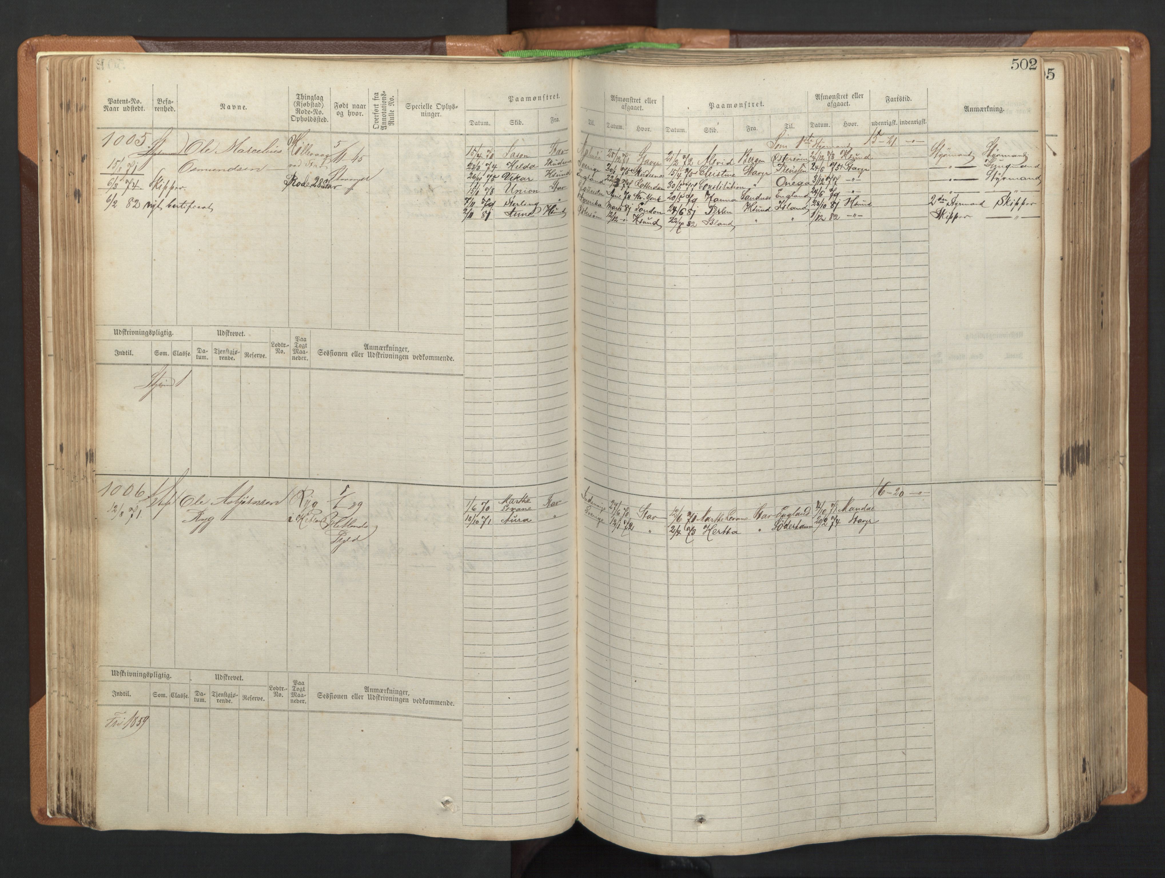 Stavanger sjømannskontor, SAST/A-102006/F/Fb/Fbb/L0005: Sjøfartshovedrulle, patentnr. 793-1606 (del 2), 1869-1880, p. 112