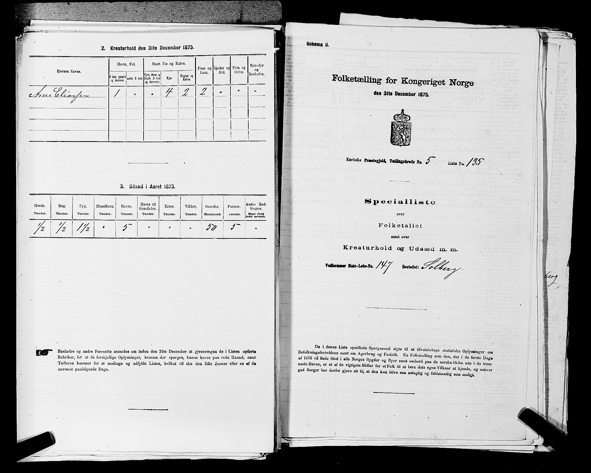 RA, 1875 census for 0229P Enebakk, 1875, p. 930