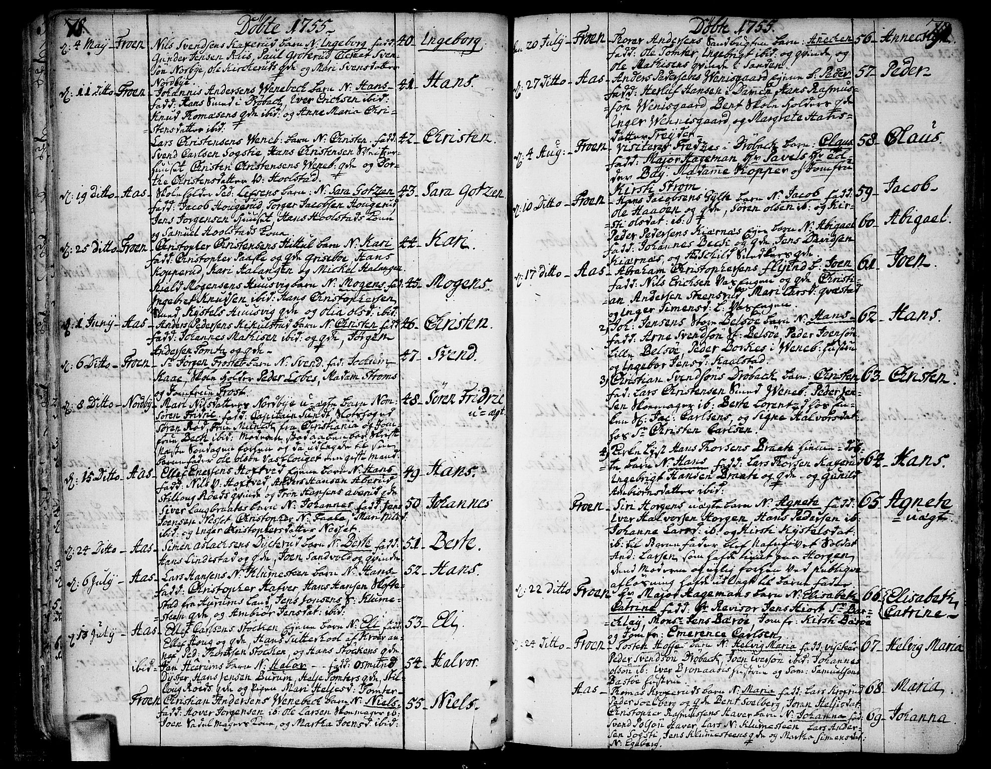 Ås prestekontor Kirkebøker, AV/SAO-A-10894/F/Fa/L0001: Parish register (official) no. I 1, 1742-1778, p. 78-79