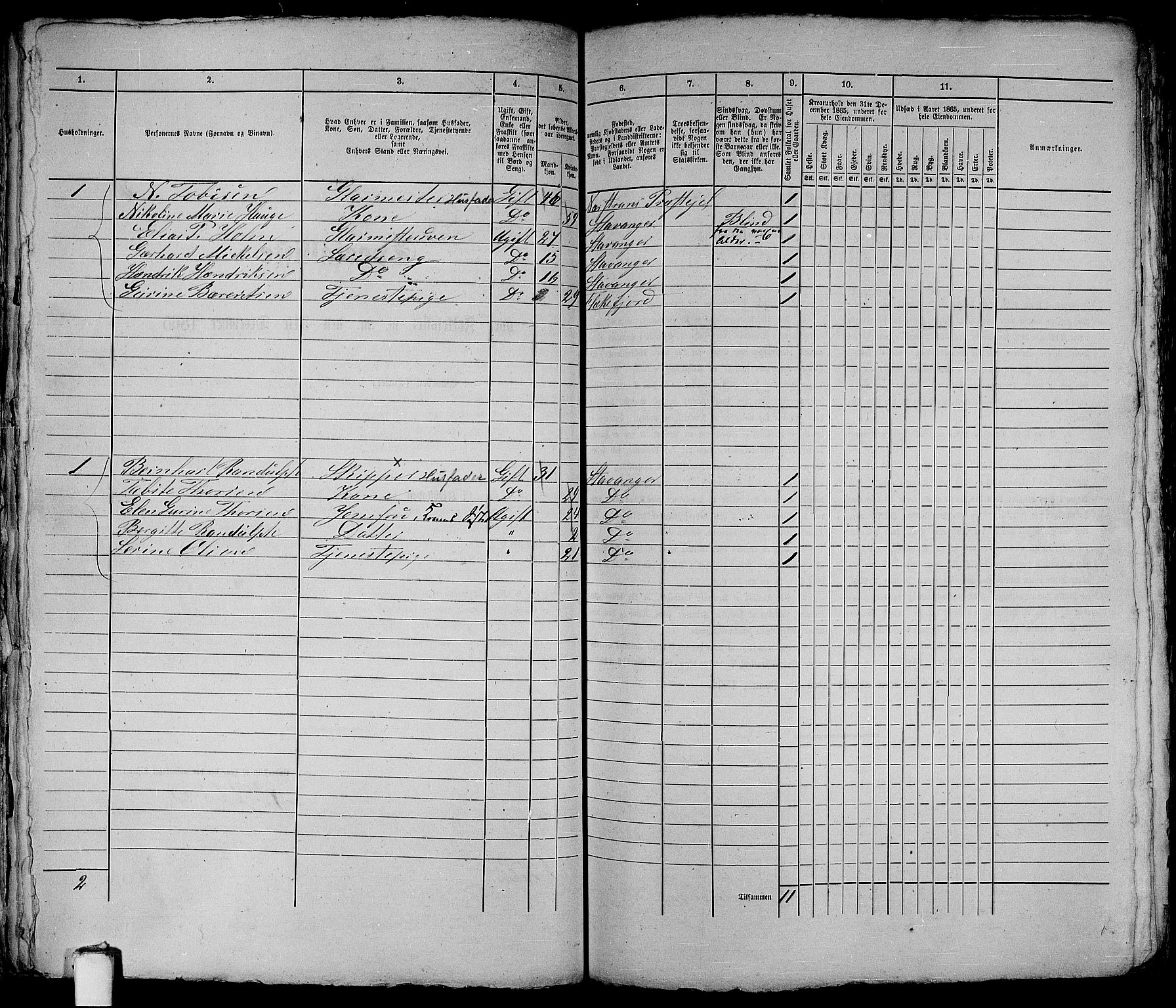 RA, 1865 census for Stavanger, 1865, p. 143