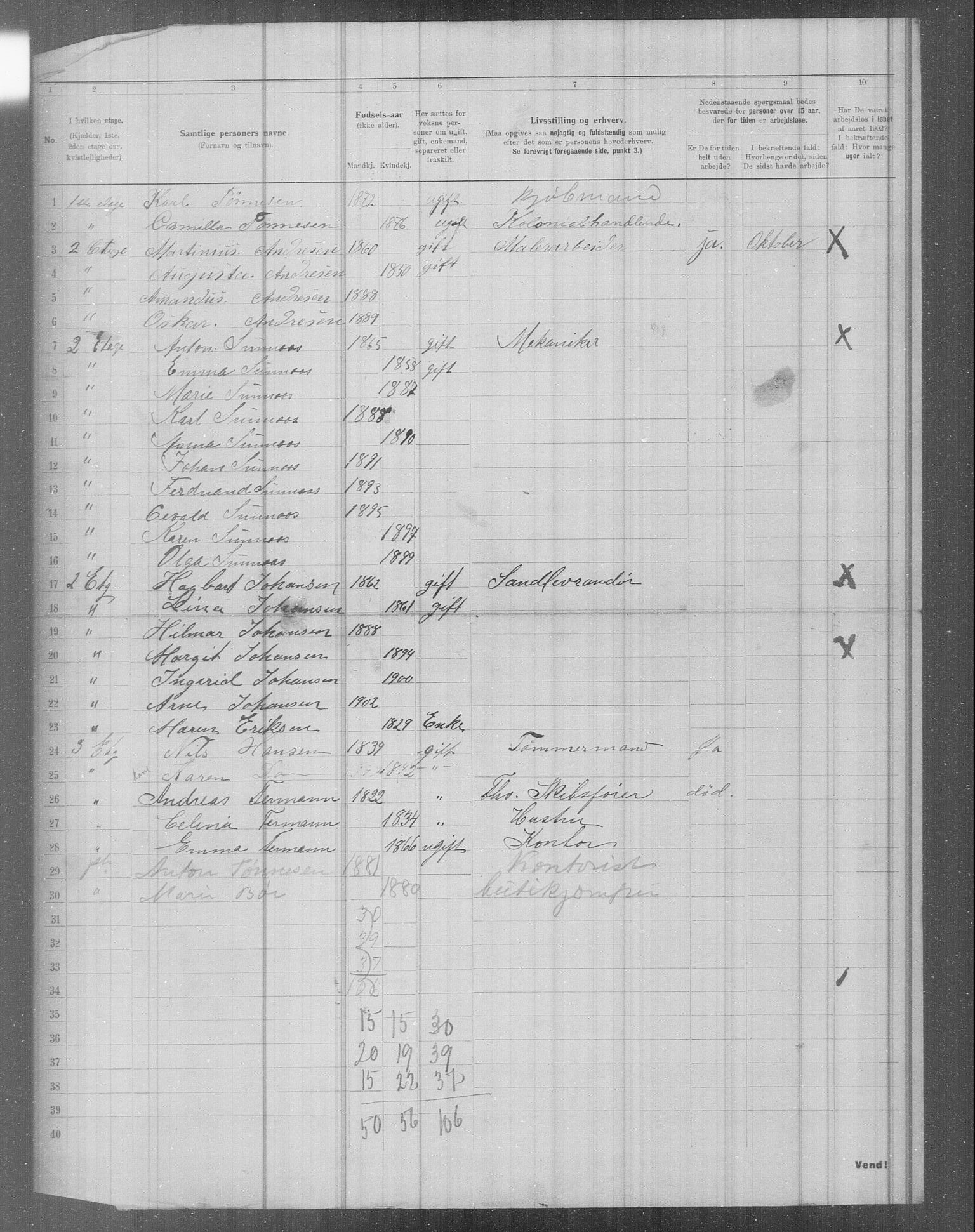 OBA, Municipal Census 1902 for Kristiania, 1902, p. 3418