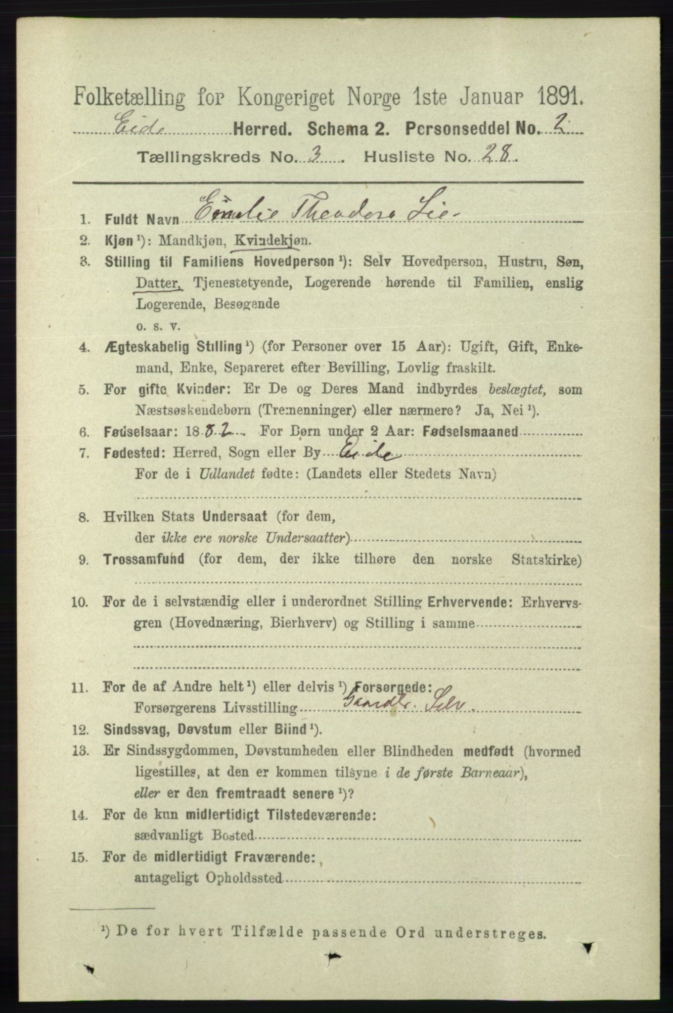 RA, 1891 census for 0925 Eide, 1891, p. 869