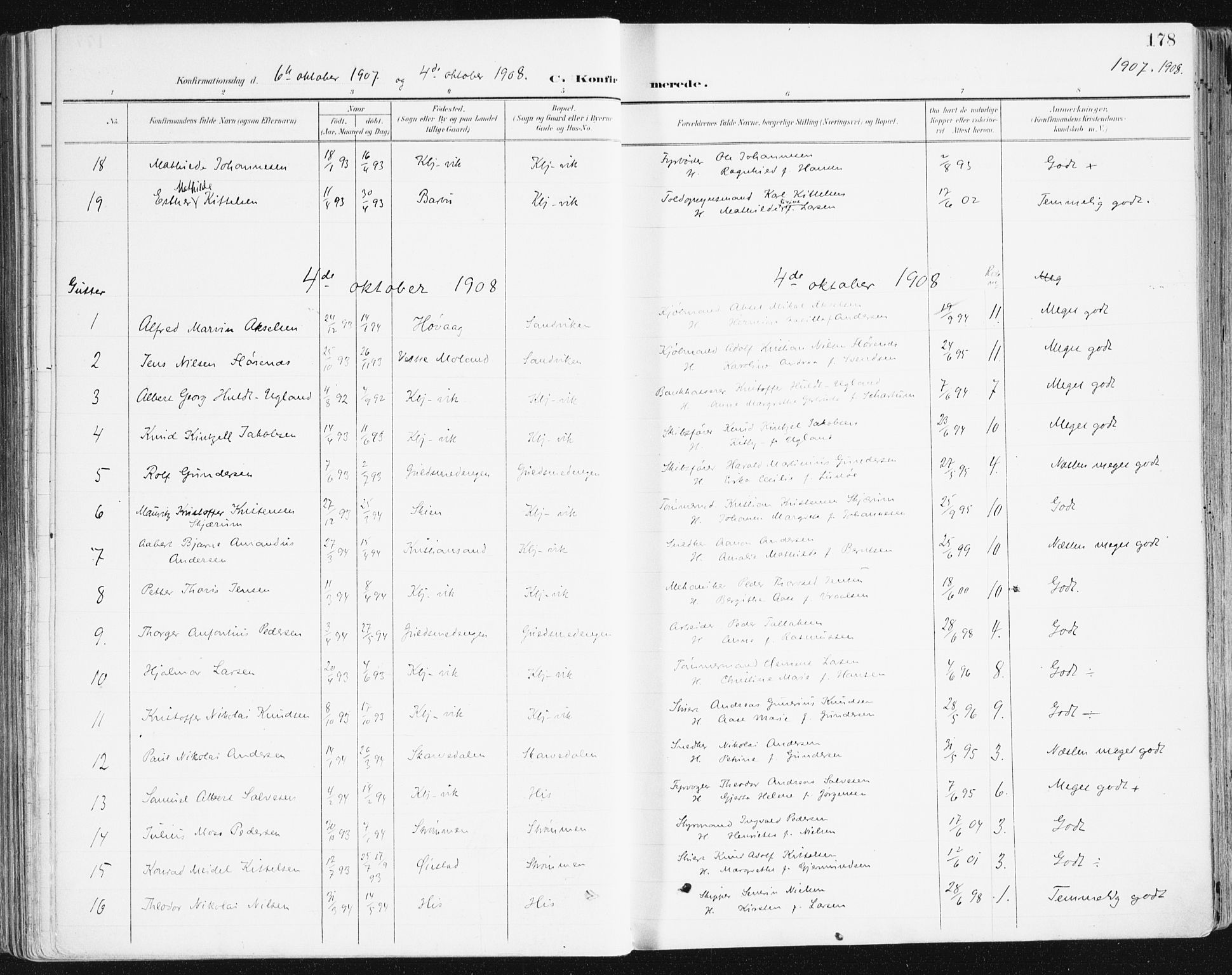 Hisøy sokneprestkontor, SAK/1111-0020/F/Fa/L0004: Parish register (official) no. A 4, 1895-1917, p. 178