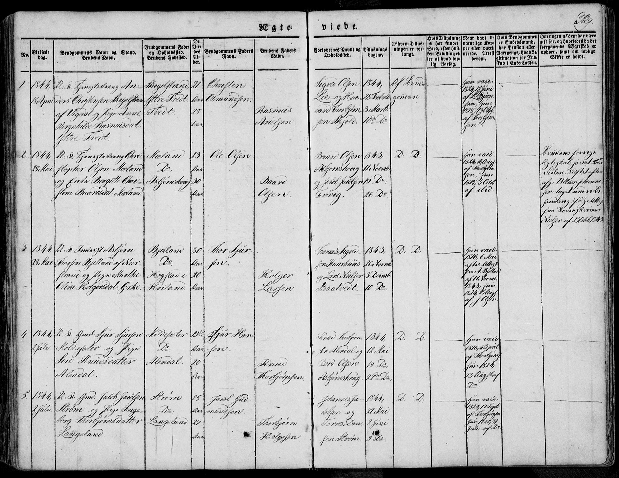 Skjold sokneprestkontor, AV/SAST-A-101847/H/Ha/Haa/L0006: Parish register (official) no. A 6.1, 1835-1858, p. 329