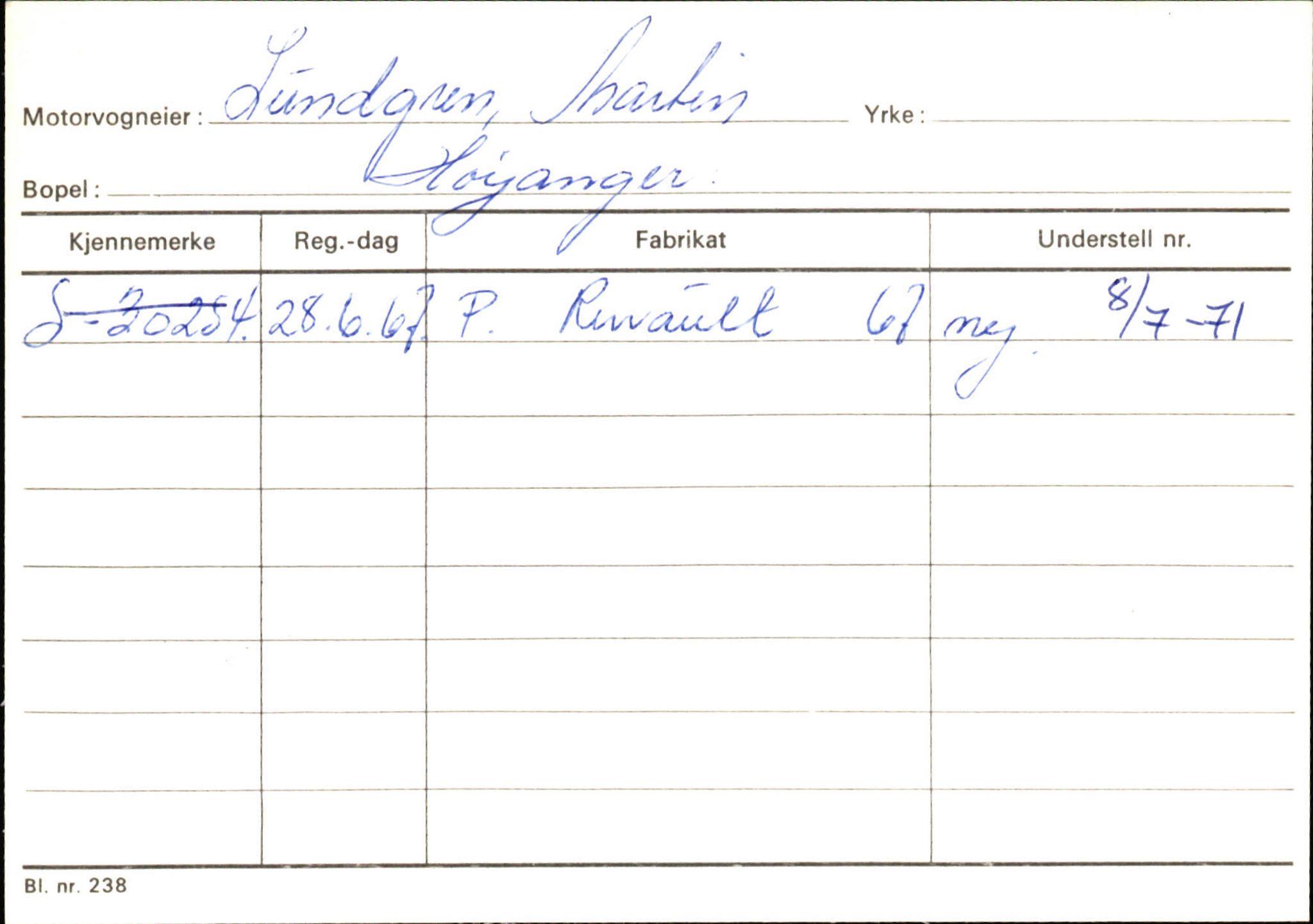 Statens vegvesen, Sogn og Fjordane vegkontor, SAB/A-5301/4/F/L0130: Eigarregister Eid T-Å. Høyanger A-O, 1945-1975, p. 2026